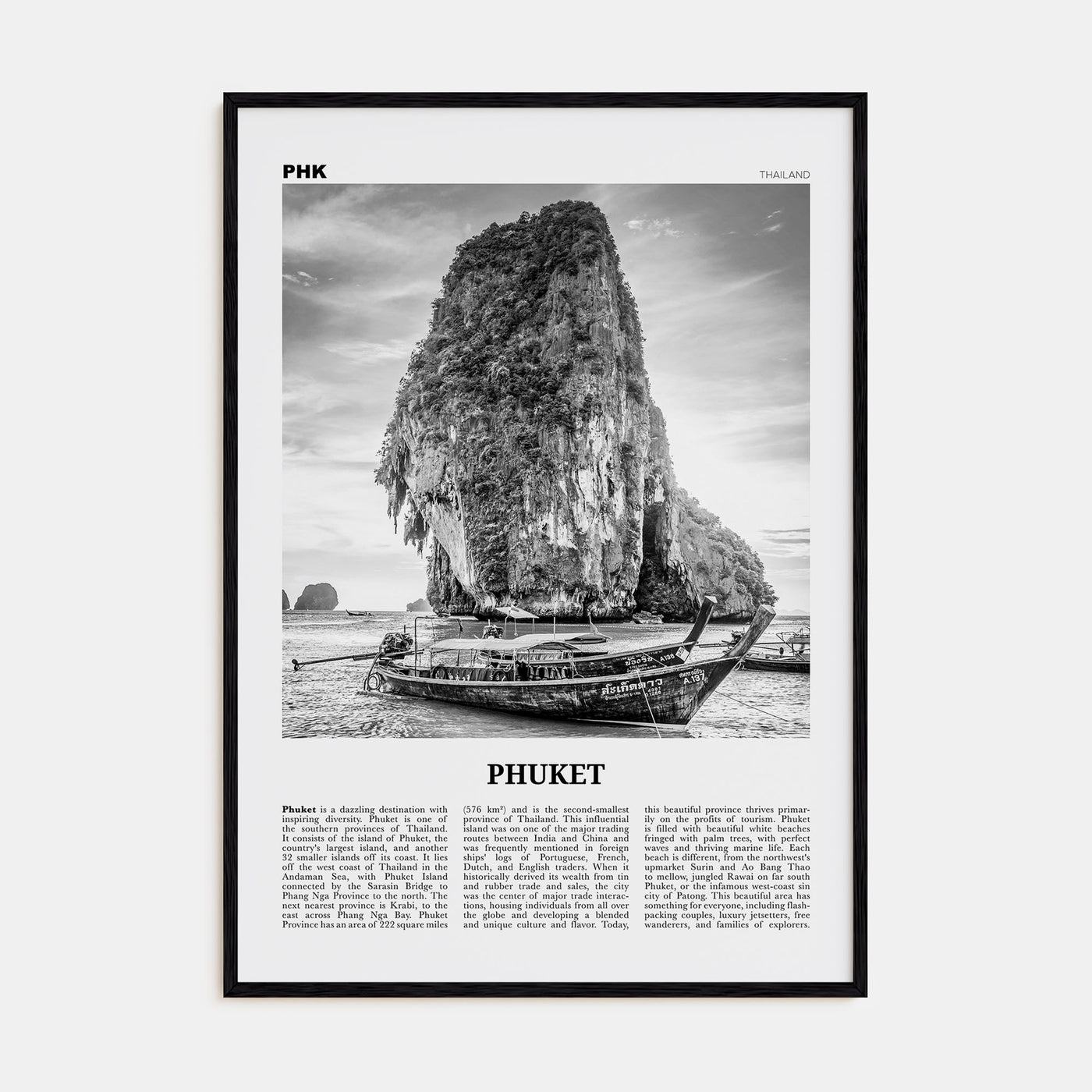 Phuket Travel B&W Poster