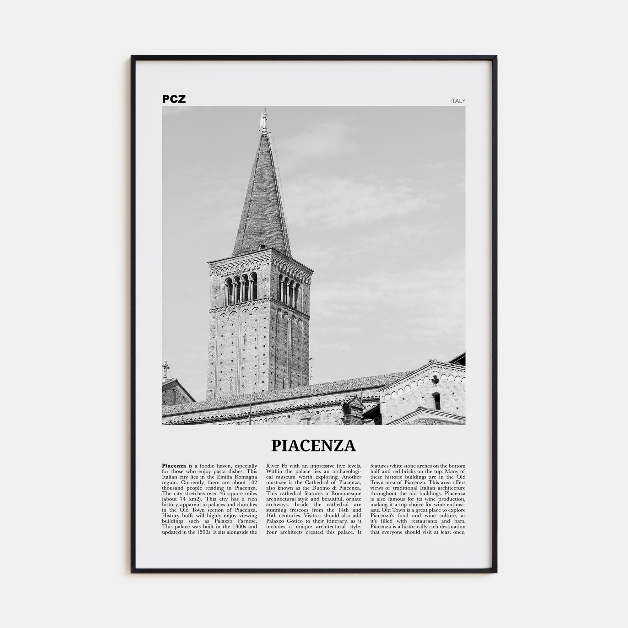 Piacenza Travel B&W Poster