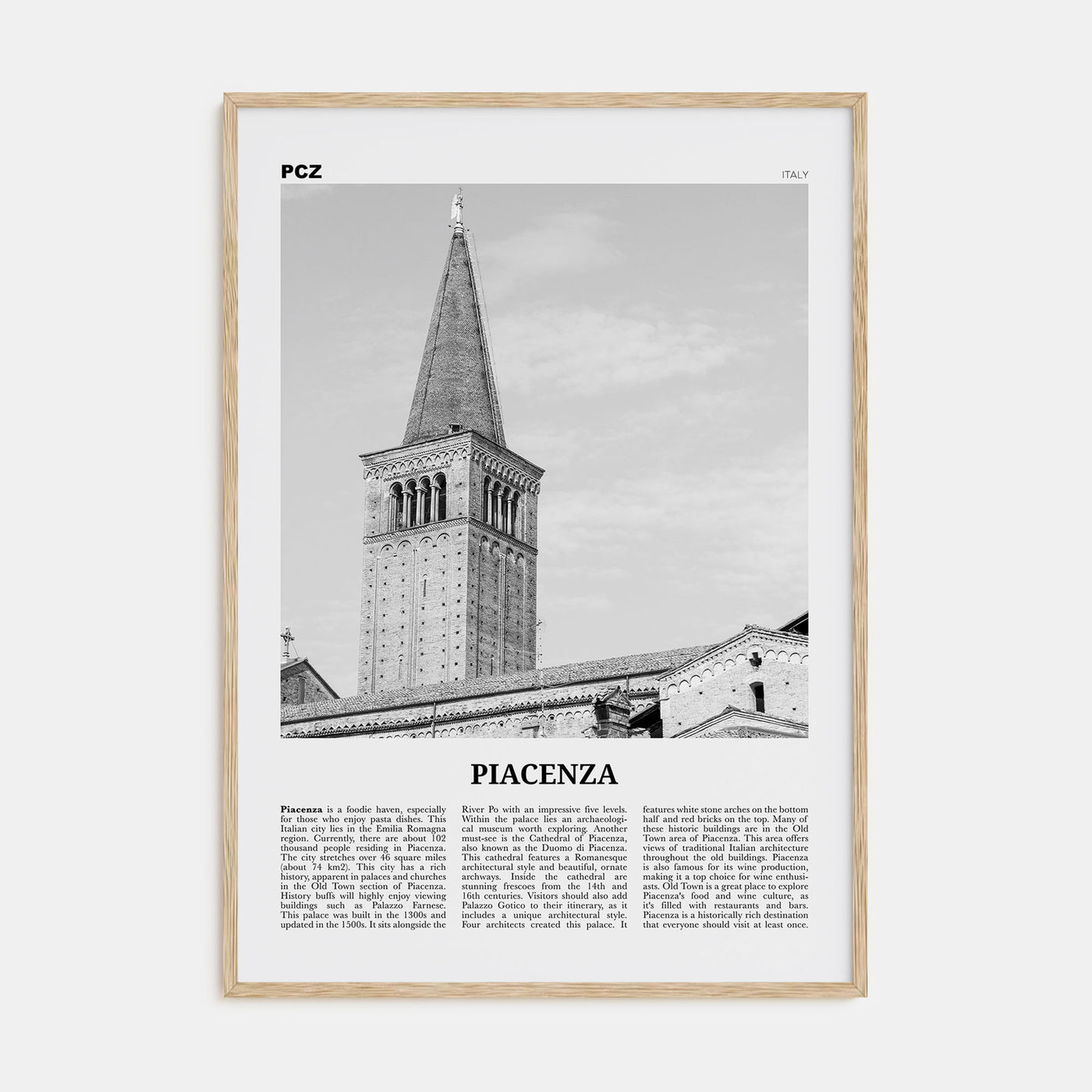 Piacenza Travel B&W Poster
