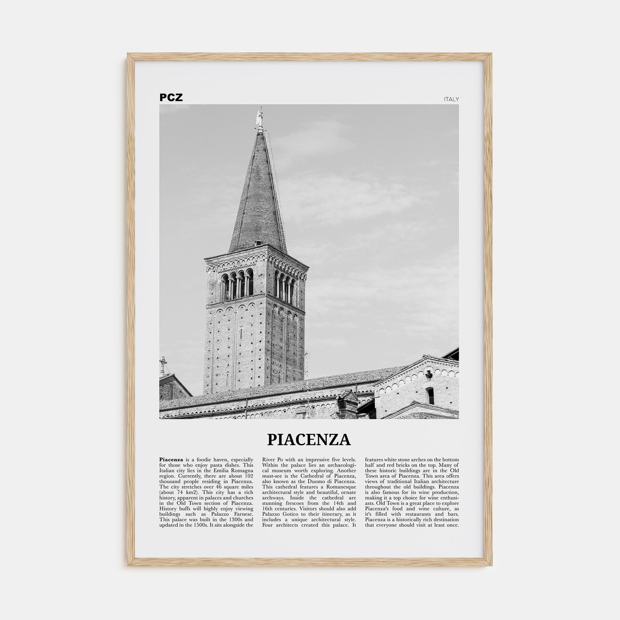 Piacenza Travel B&W Poster