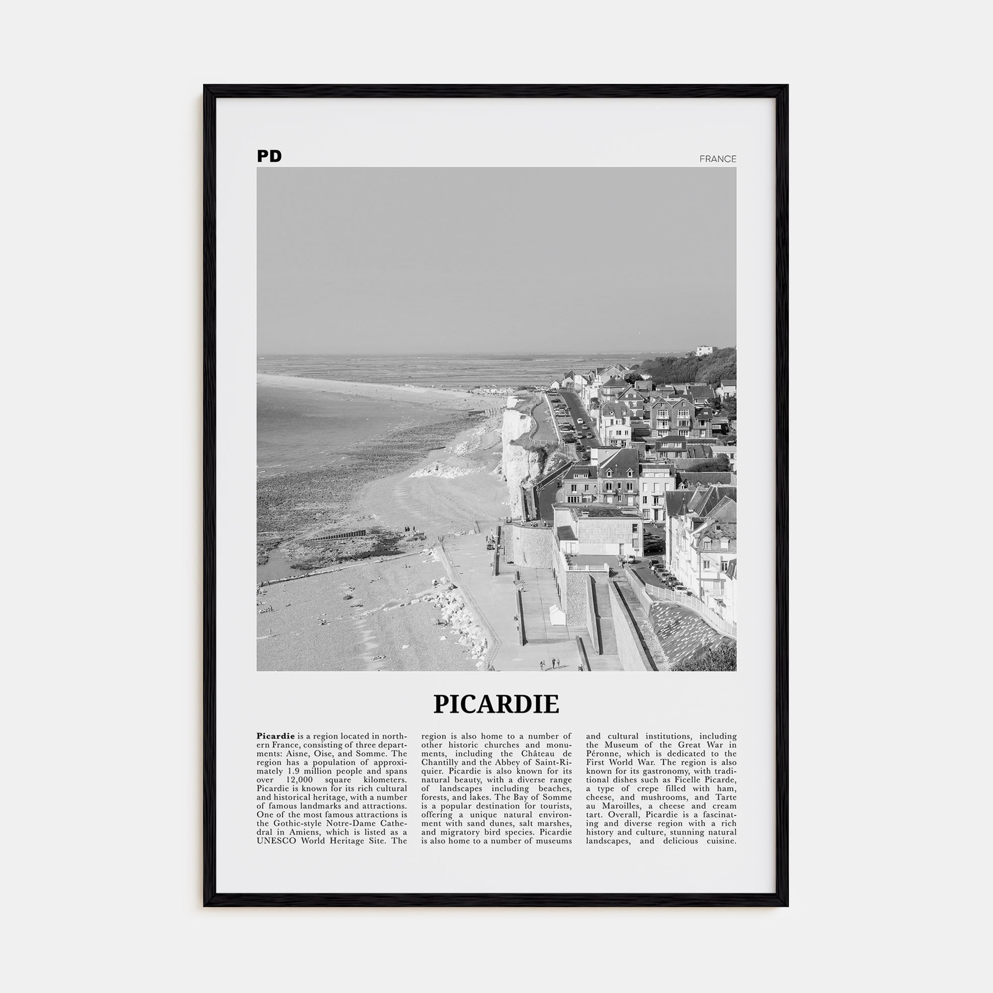 Picardie Travel B&W Poster