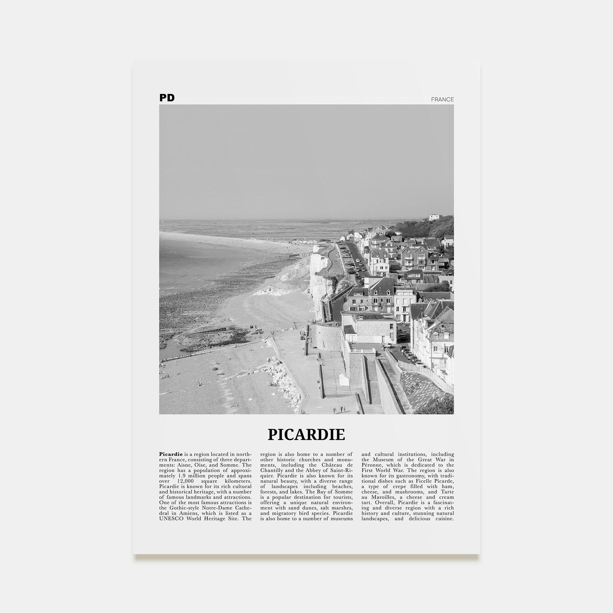 Picardie Travel B&W Poster