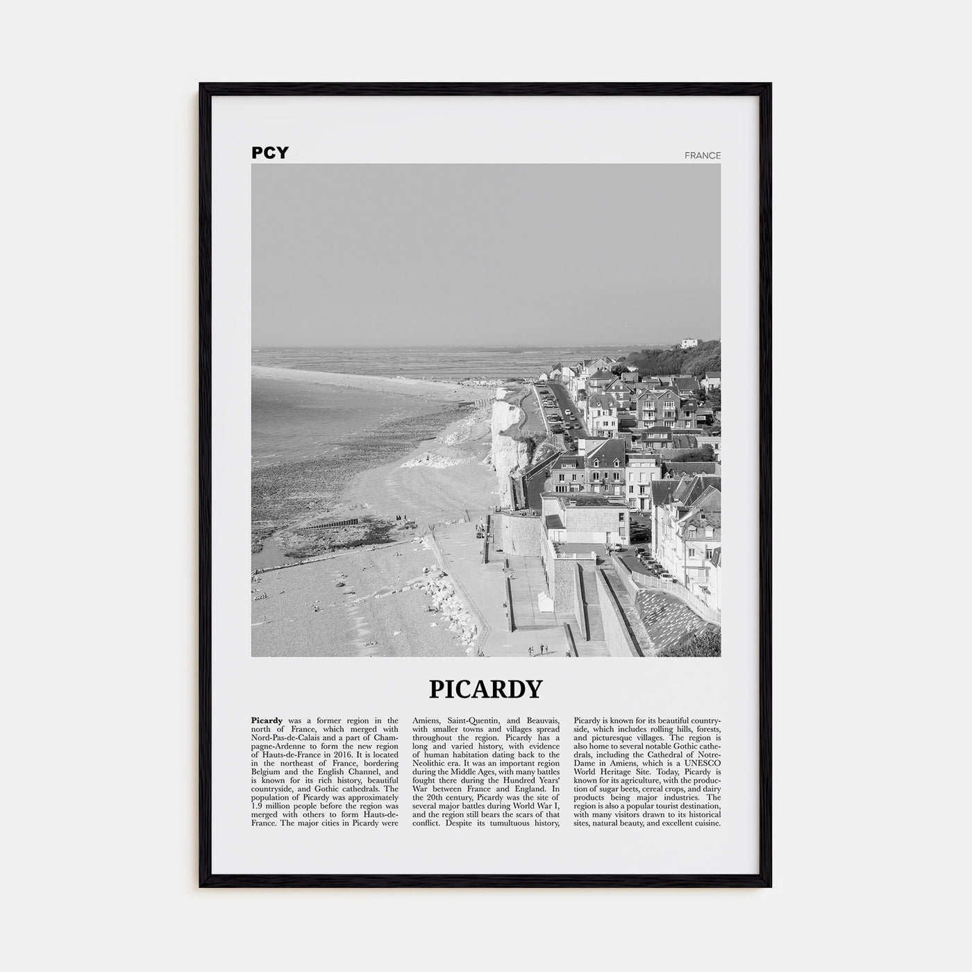 Picardy Travel B&W Poster