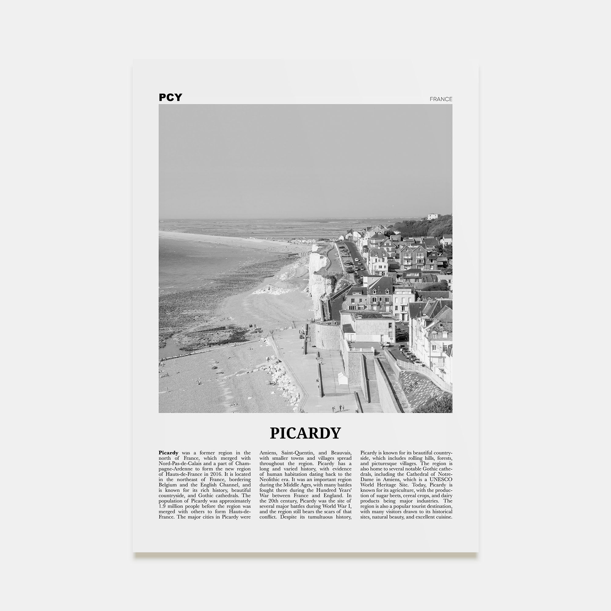 Picardy Travel B&W Poster