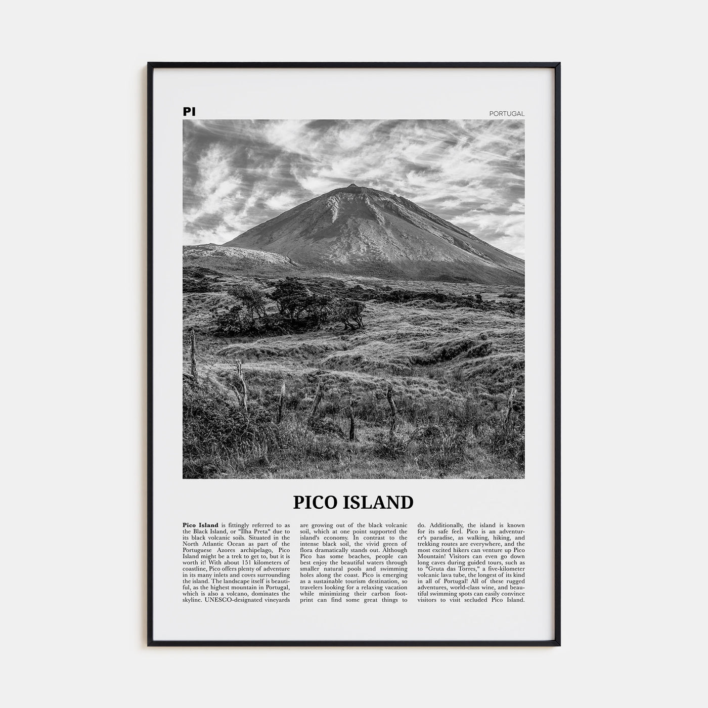 Pico Island Travel B&W Poster