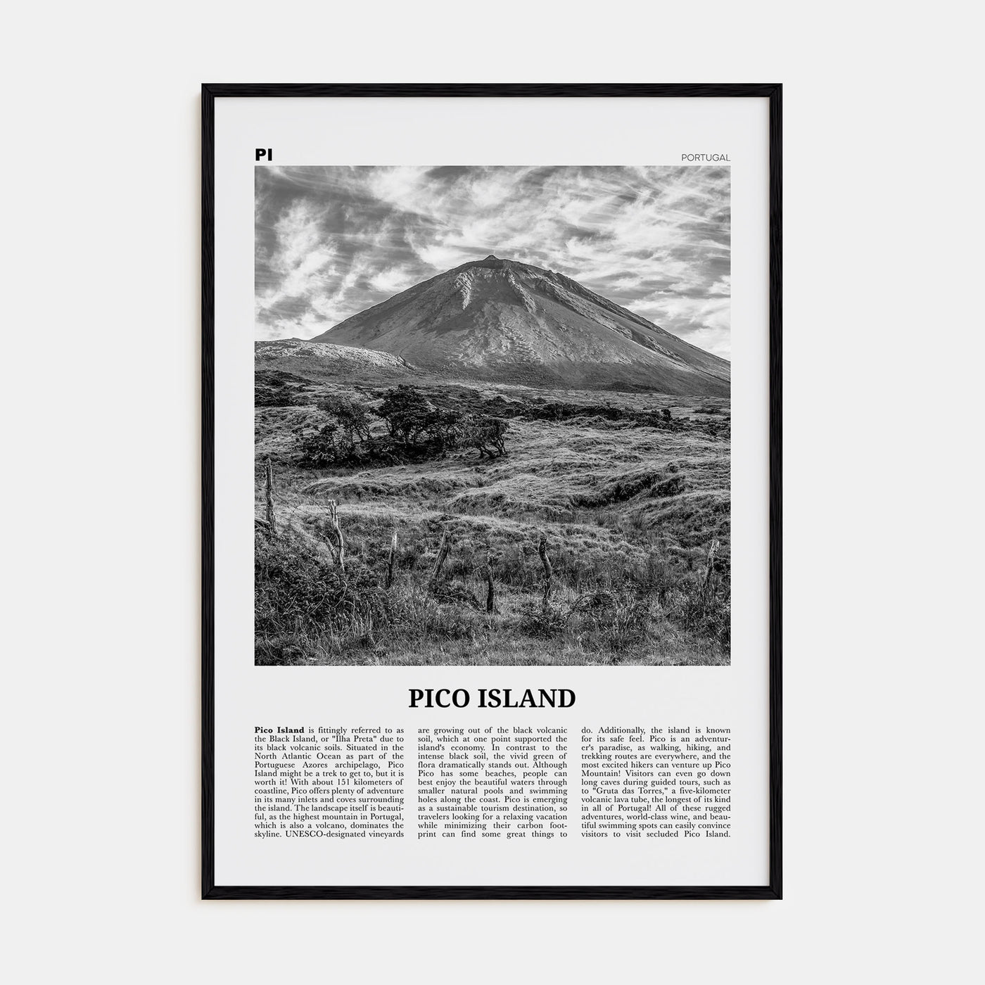 Pico Island Travel B&W Poster