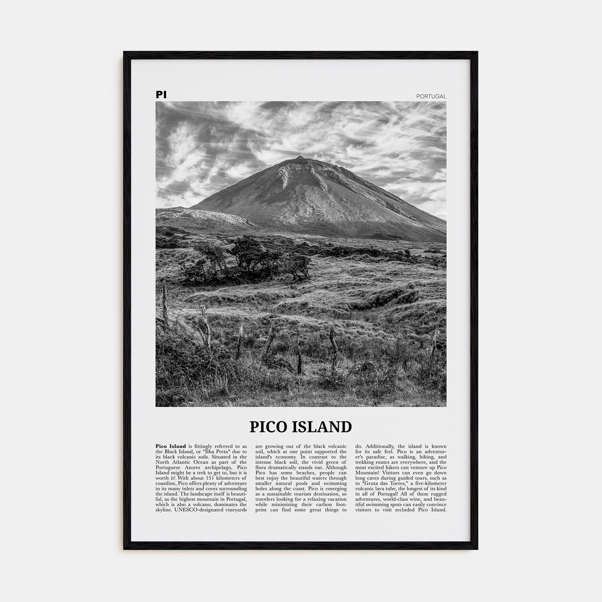 Pico Island Travel B&W Poster