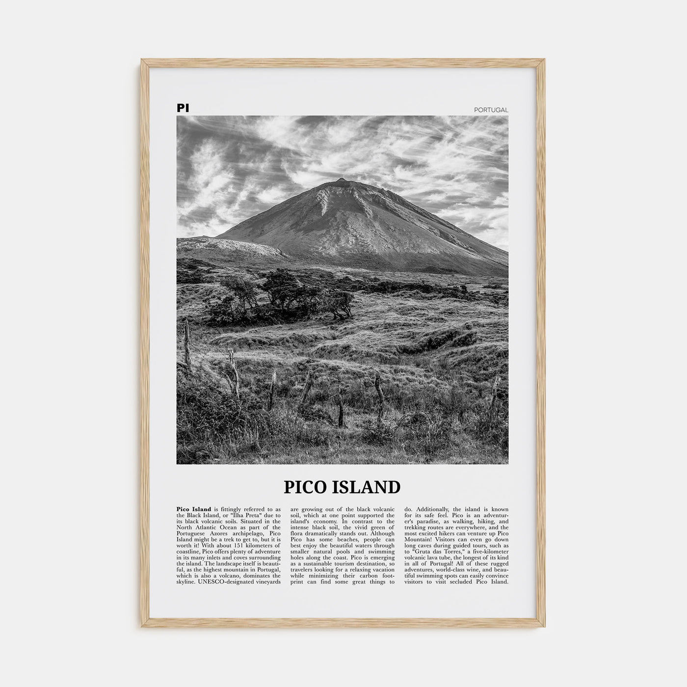 Pico Island Travel B&W Poster