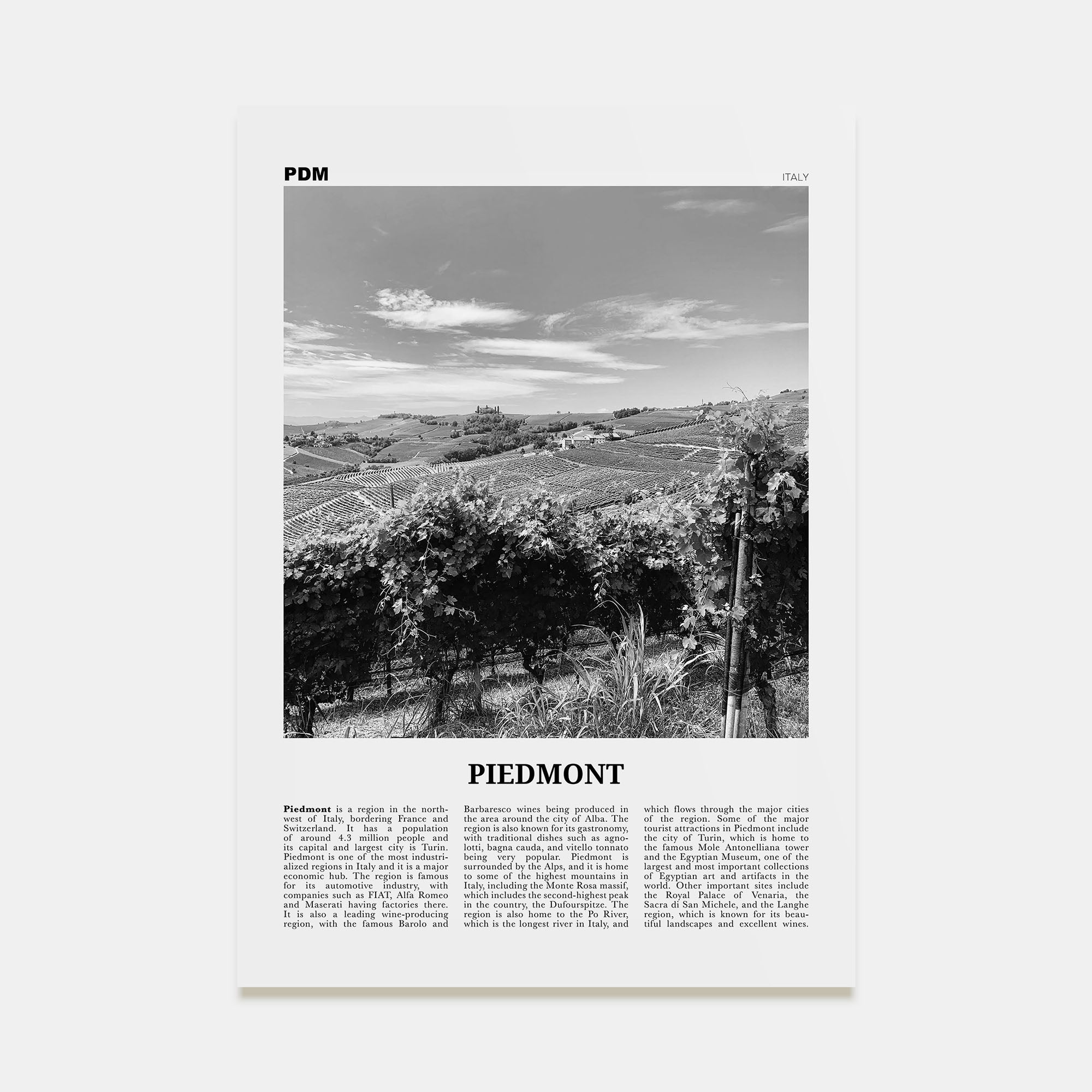 Piedmont Travel B&W Poster