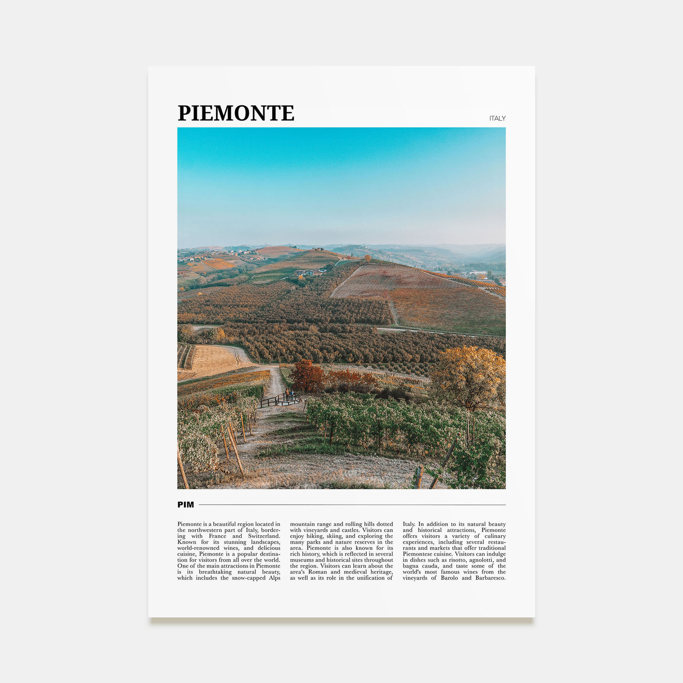 Piemonte Travel Color Poster