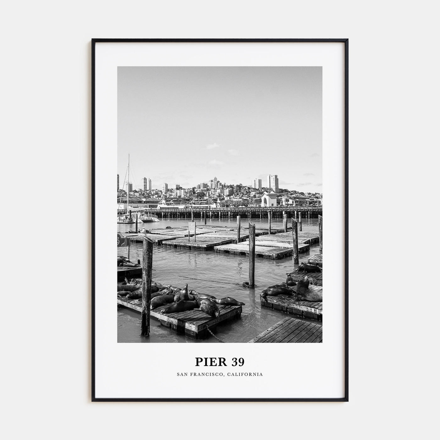 Pier 39 Portrait B&W Poster