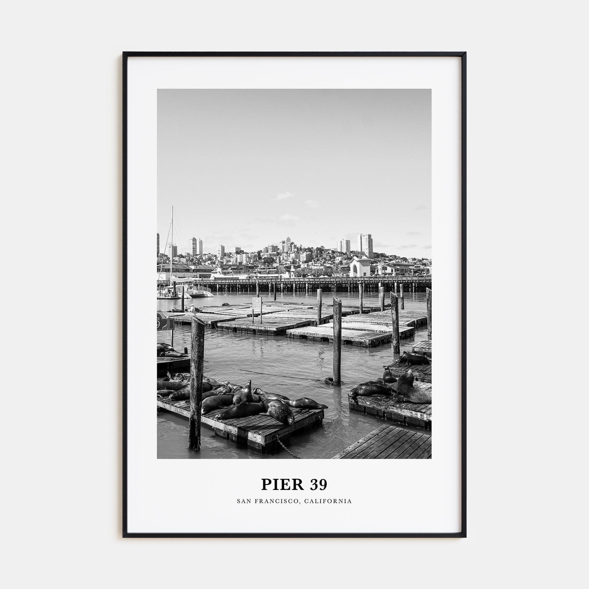 Pier 39 Portrait B&W Poster