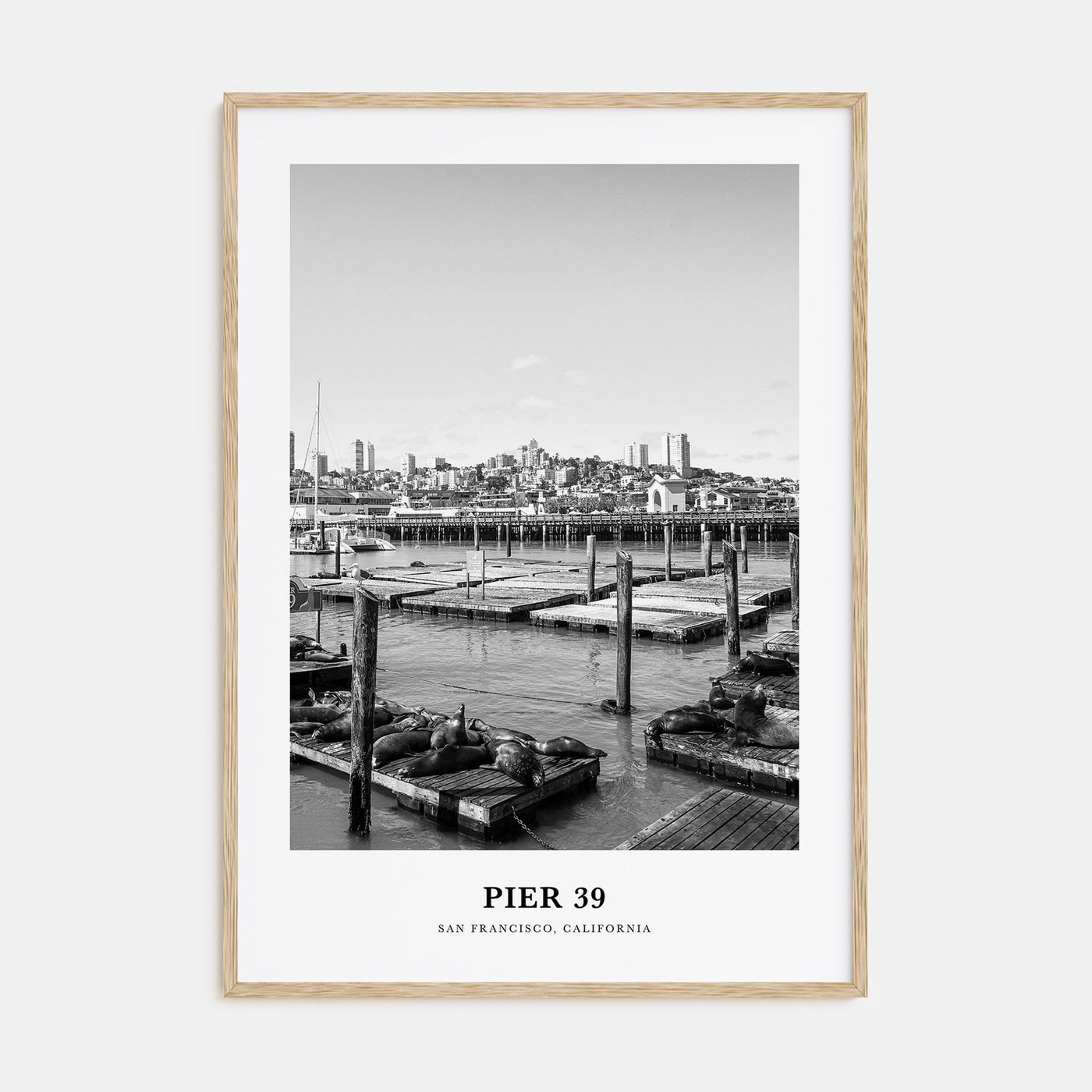 Pier 39 Portrait B&W Poster