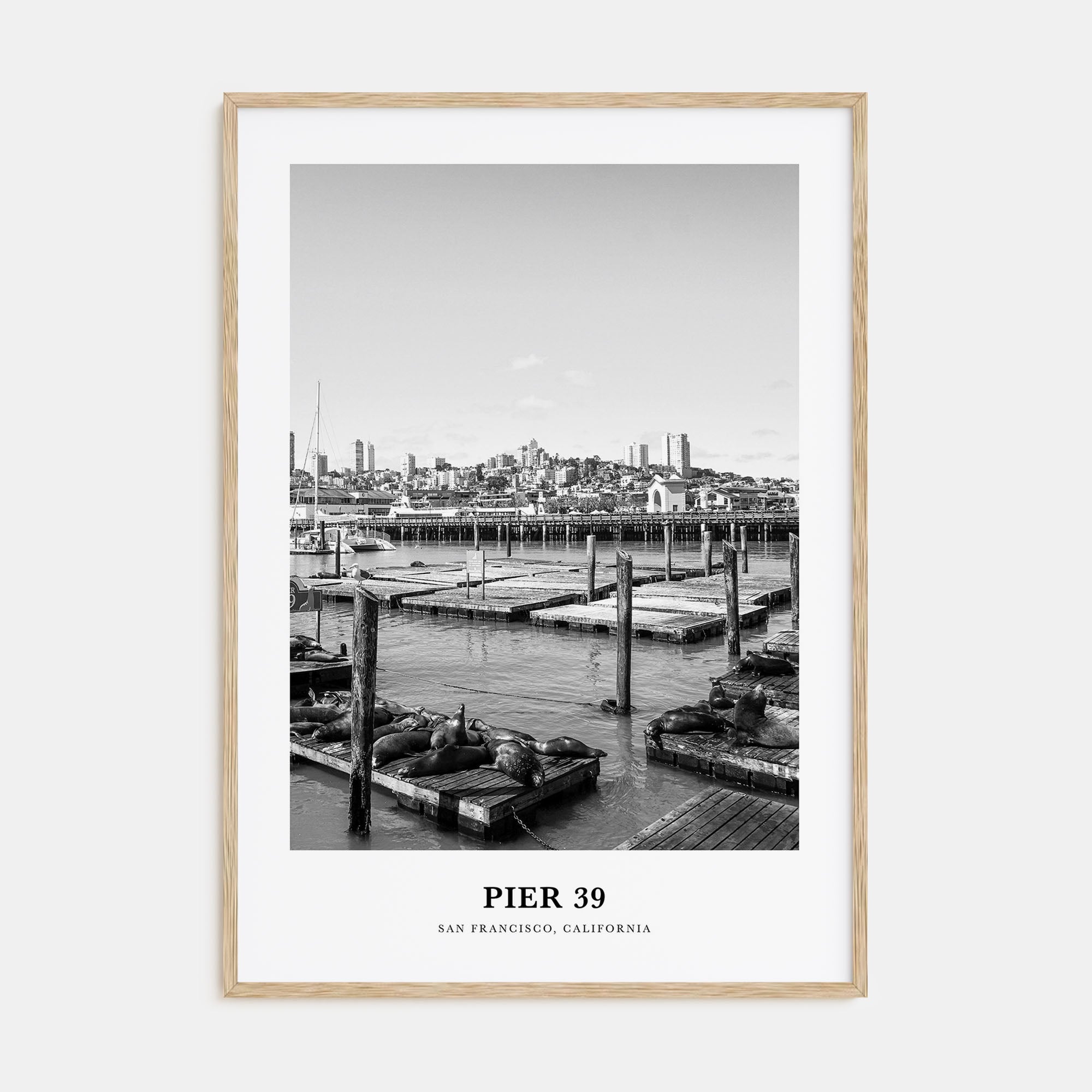 Pier 39 Portrait B&W Poster