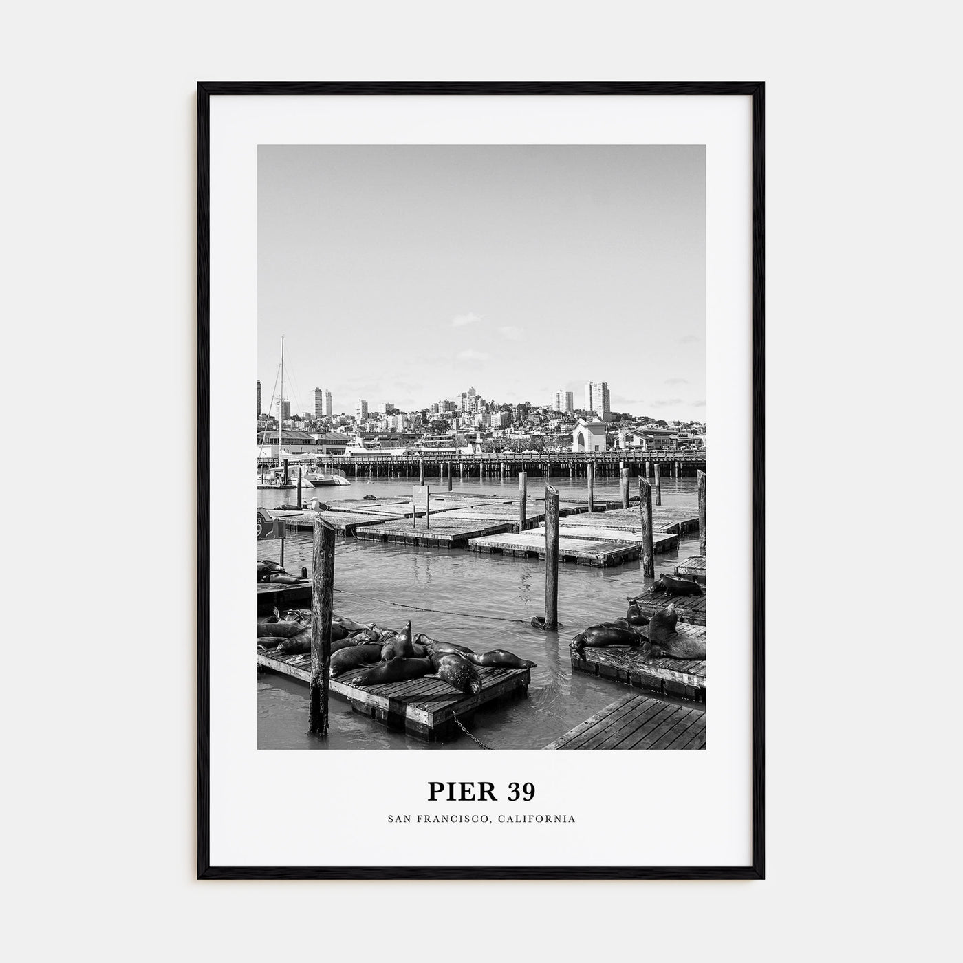 Pier 39 Portrait B&W Poster