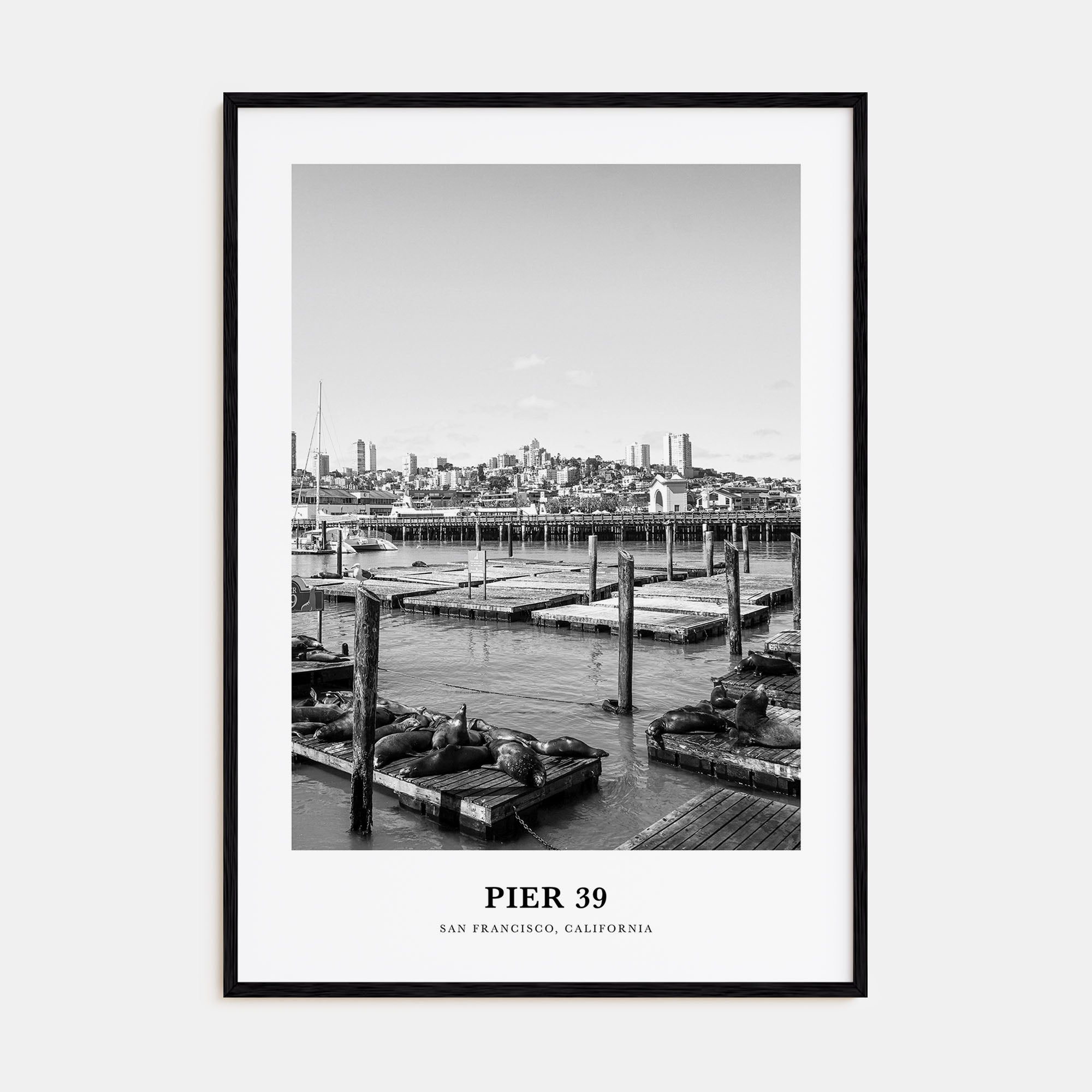 Pier 39 Portrait B&W Poster