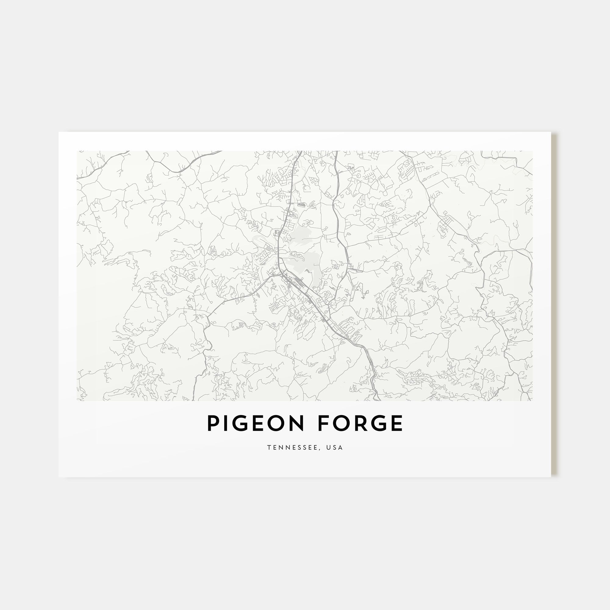 Pigeon Forge Map Landscape Poster
