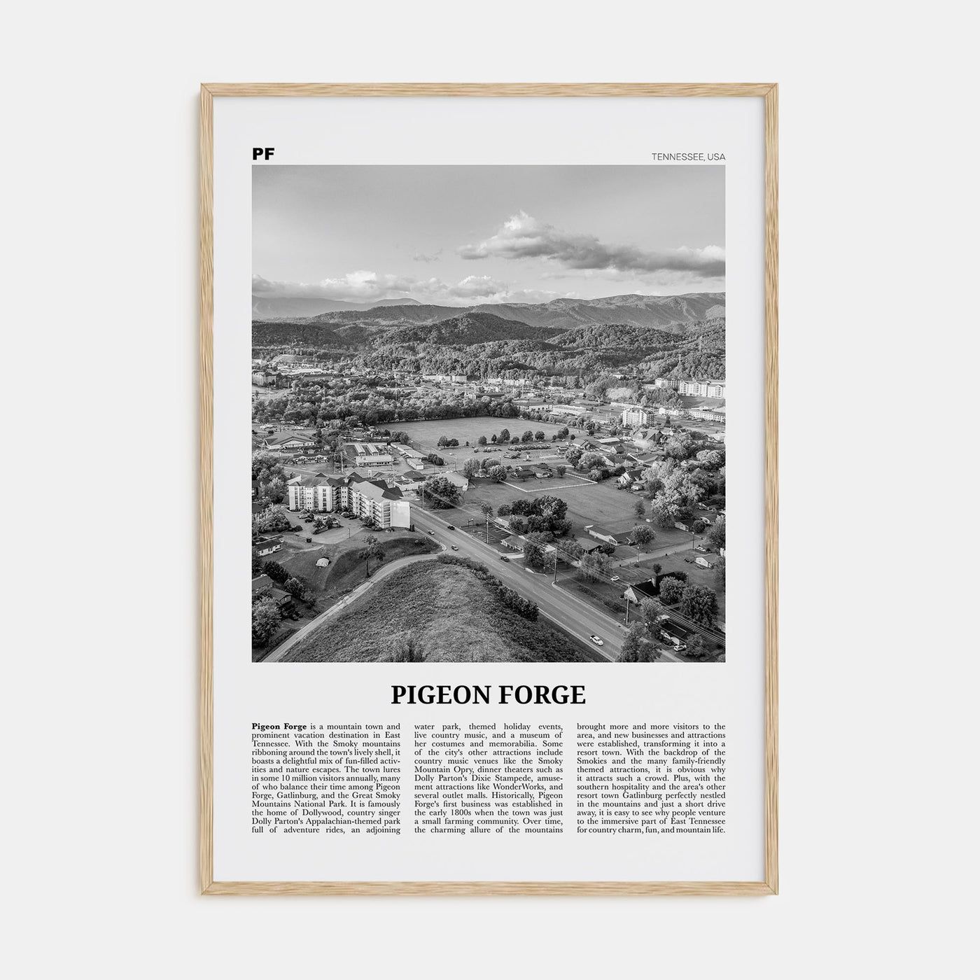 Pigeon Forge Travel B&W Poster