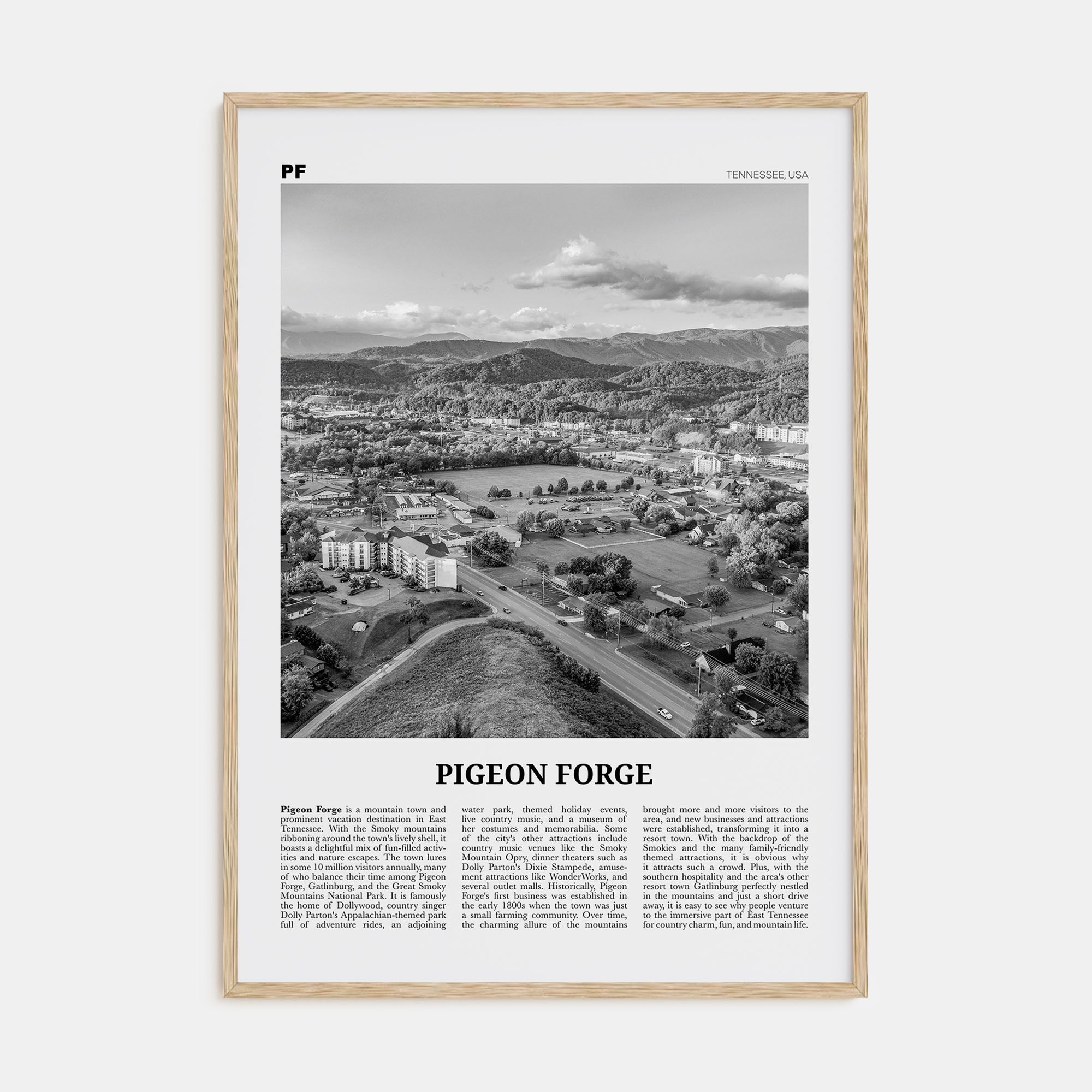 Pigeon Forge Travel B&W Poster