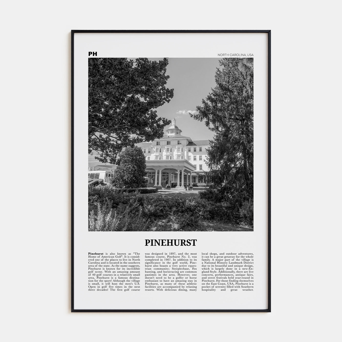 Pinehurst Travel B&W Poster