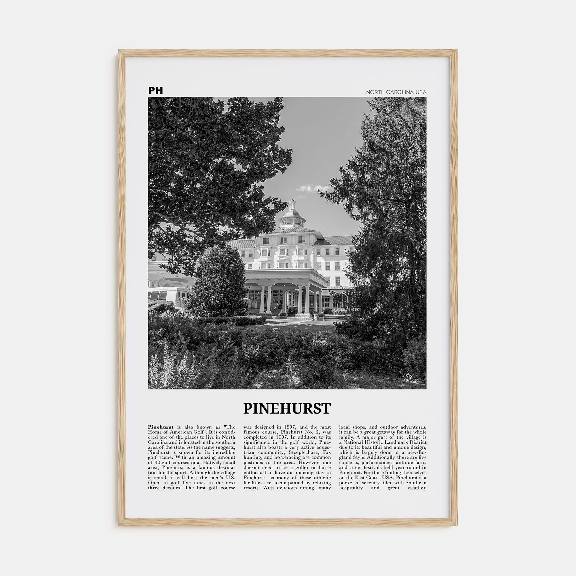 Pinehurst Travel B&W Poster