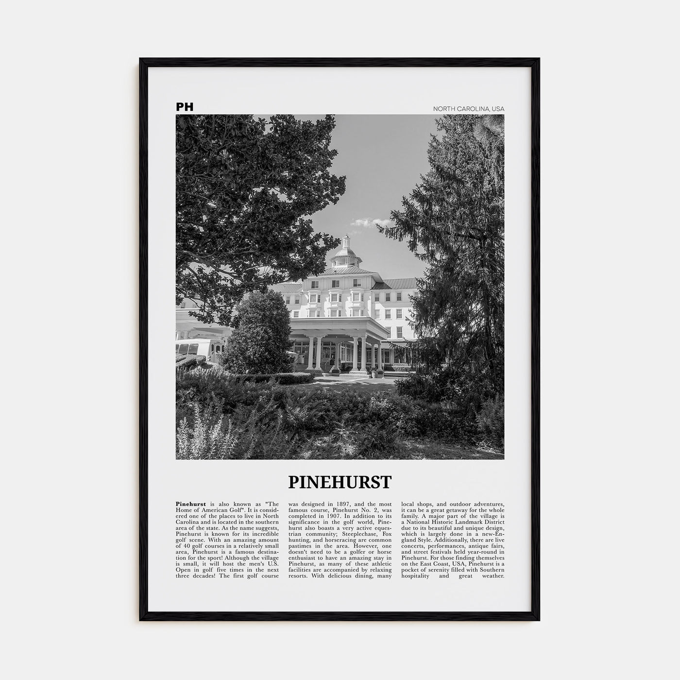 Pinehurst Travel B&W Poster