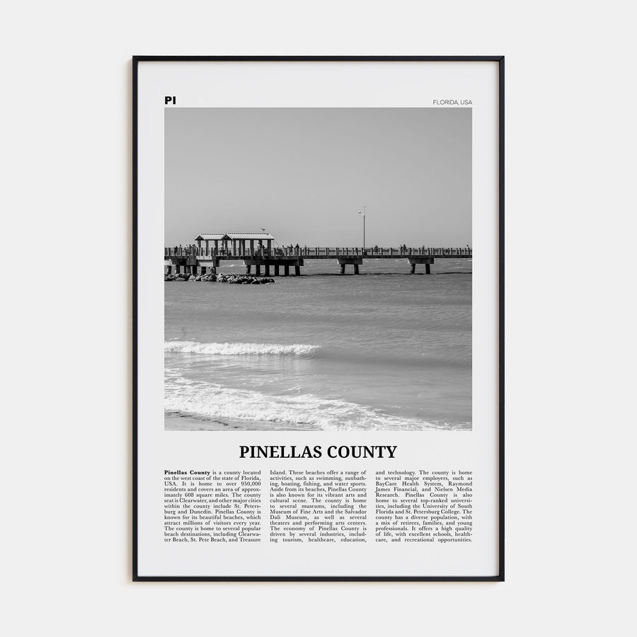 Pinellas County Travel B&W Poster