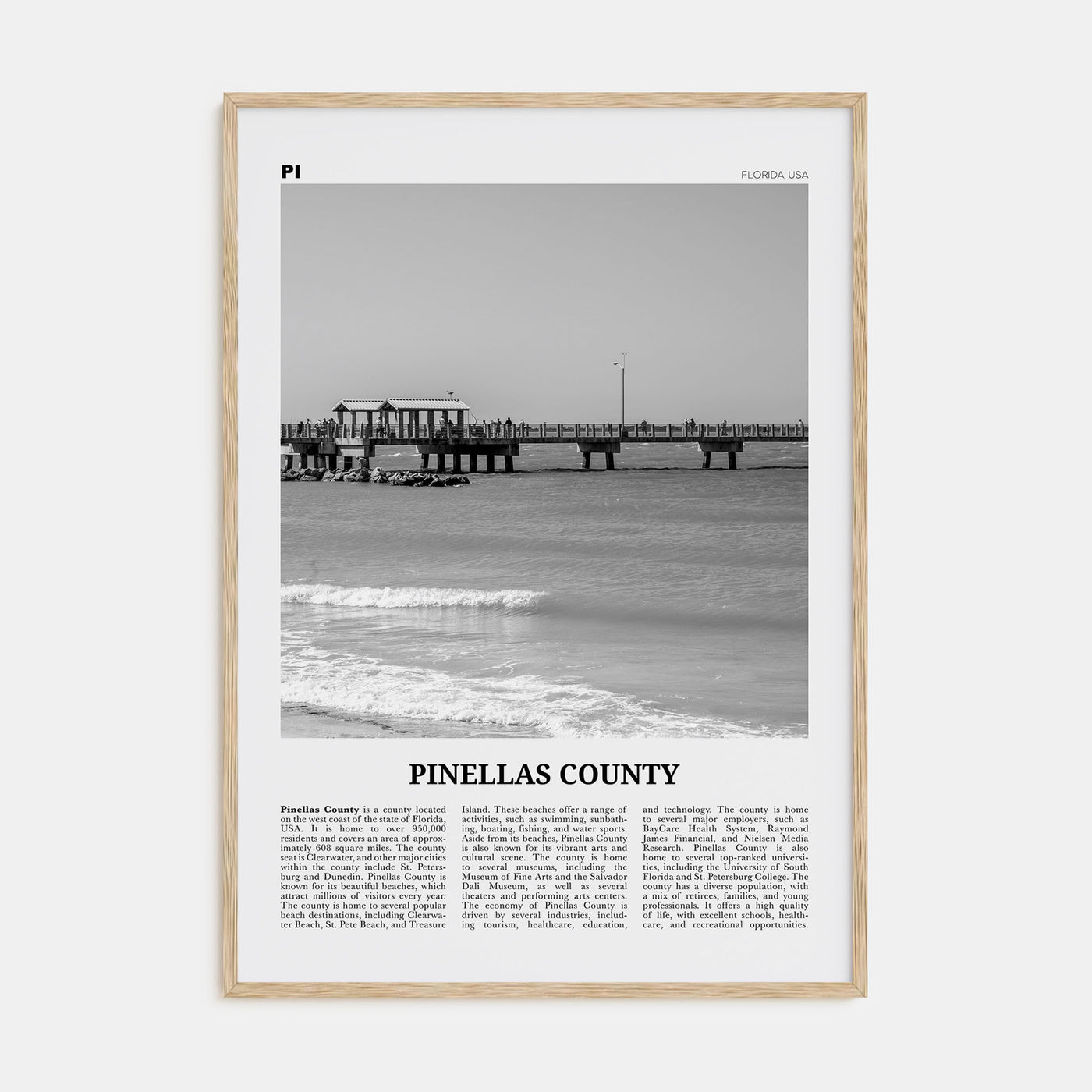 Pinellas County Travel B&W Poster