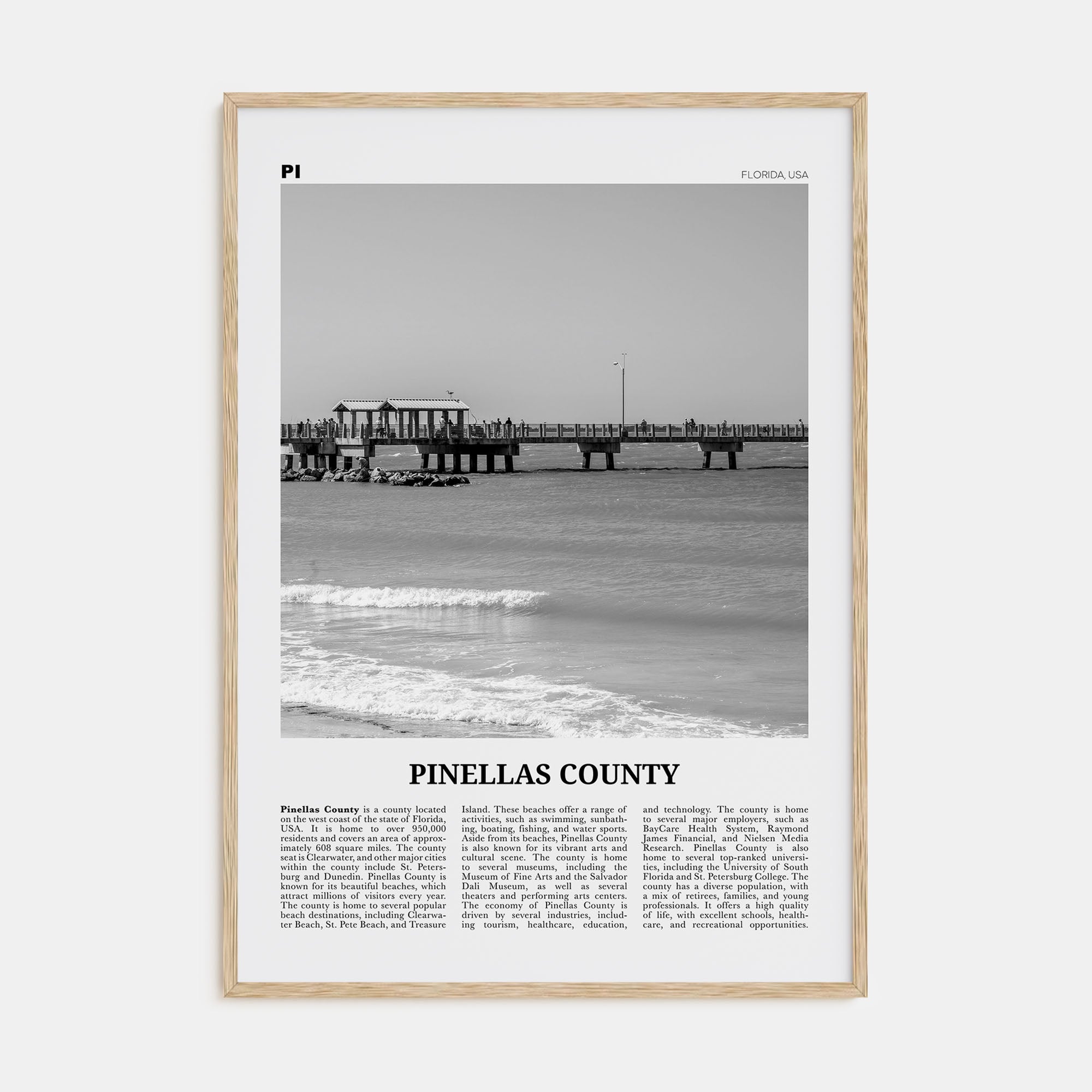 Pinellas County Travel B&W Poster