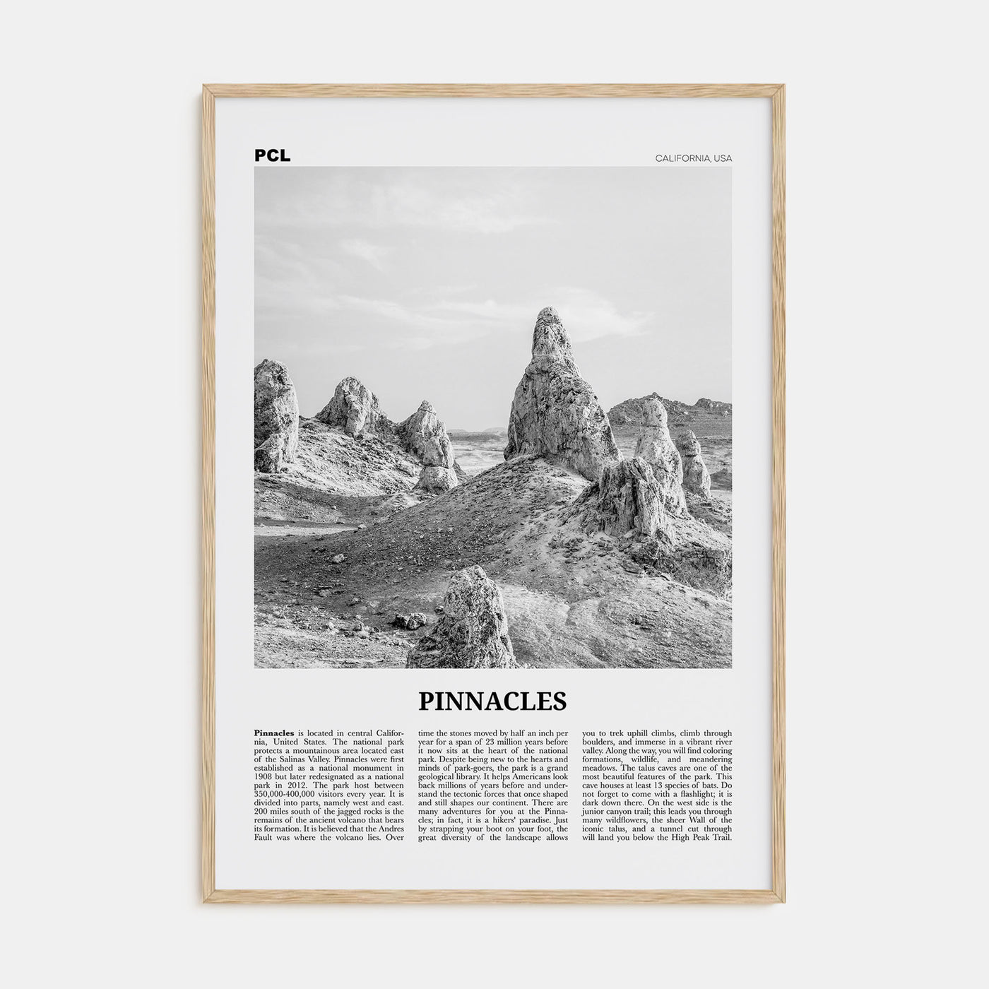 Pinnacles National Park Travel B&W Poster