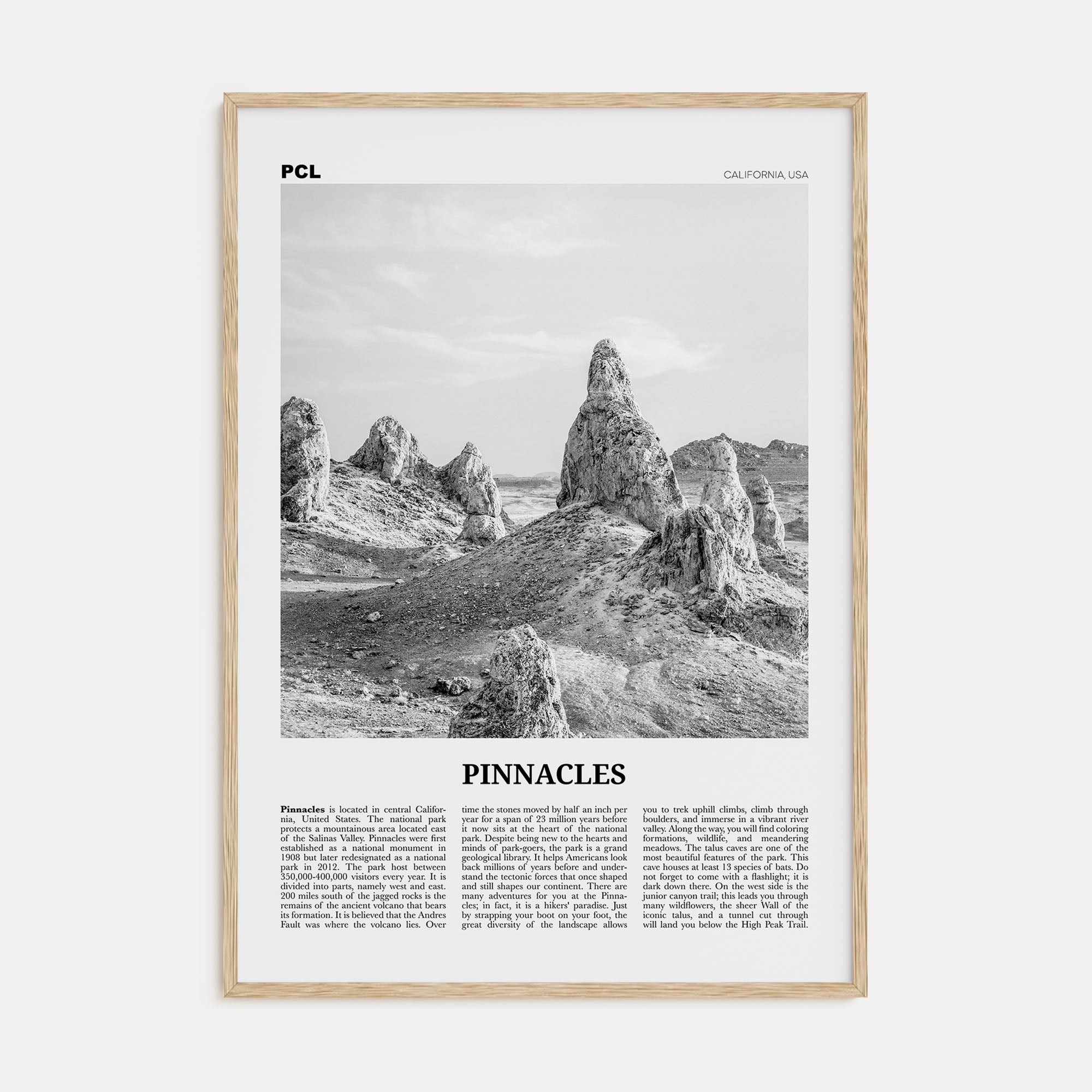 Pinnacles National Park Travel B&W Poster