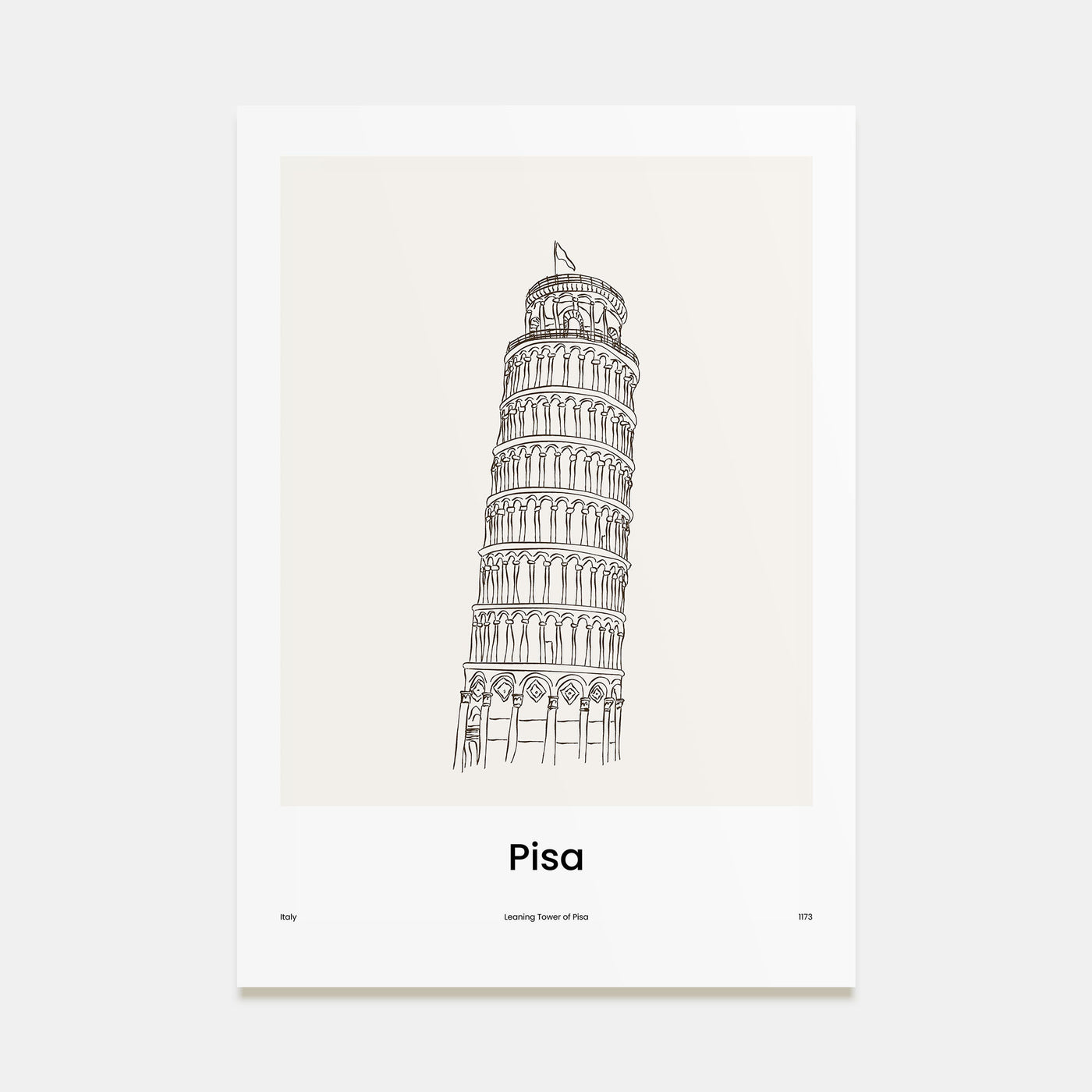 Pisa Drawn Poster