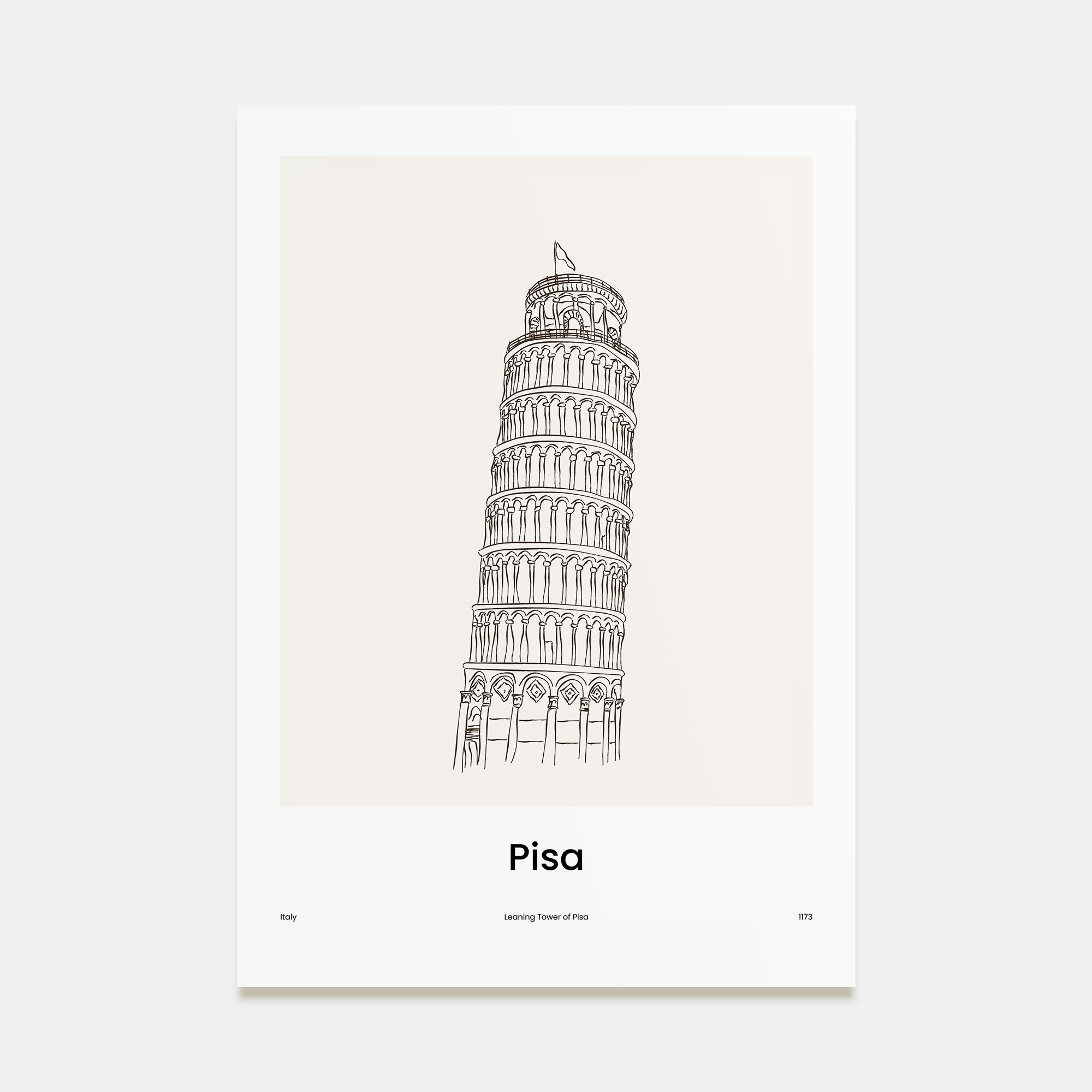 Pisa Drawn Poster