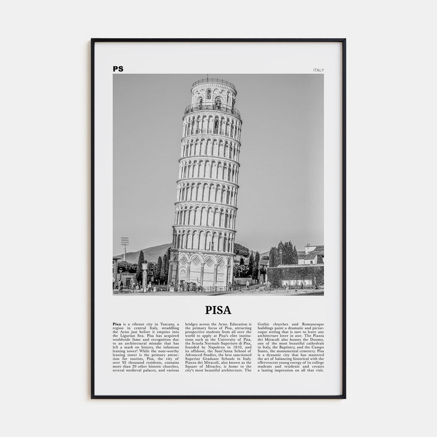 Pisa Travel B&W Poster