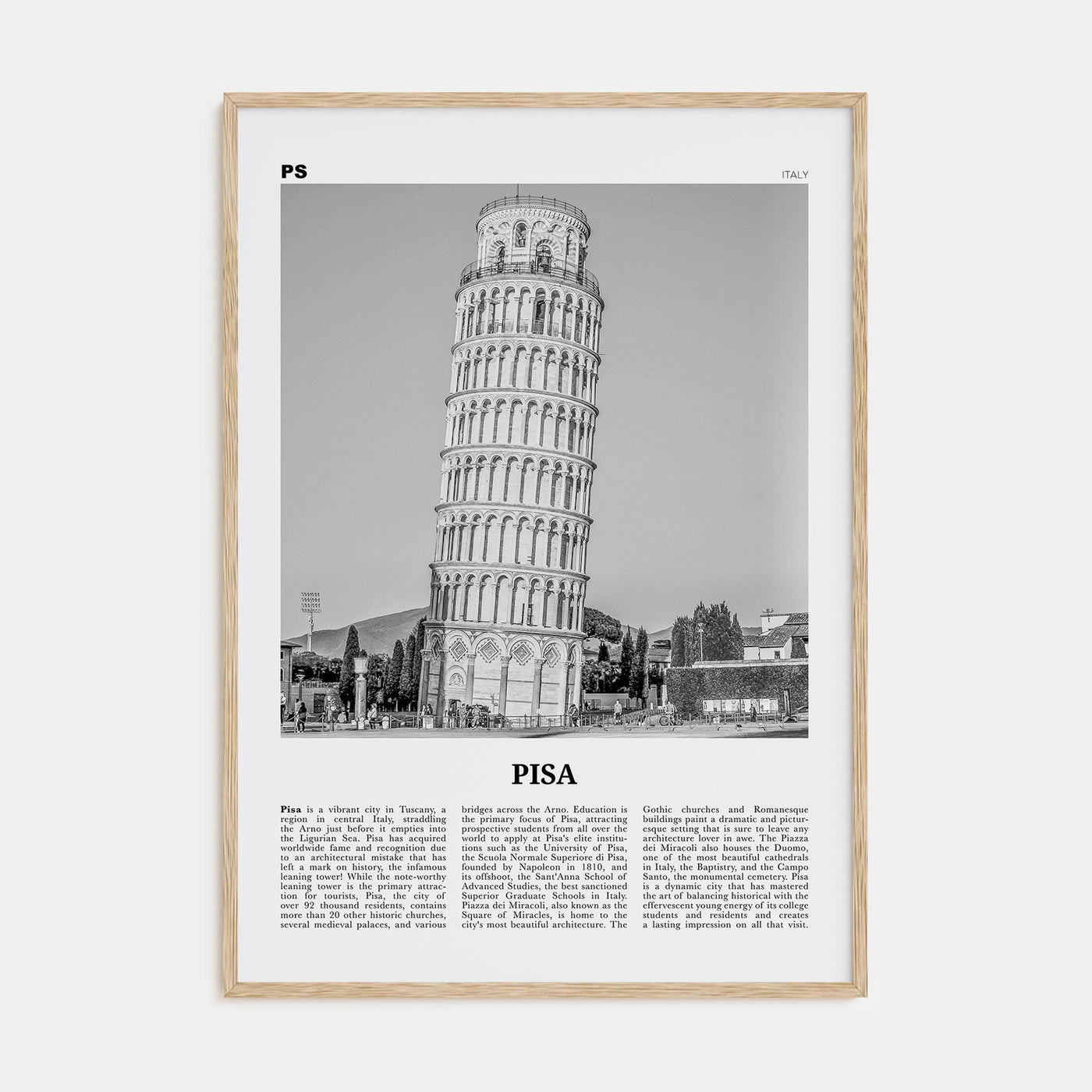 Pisa Travel B&W Poster