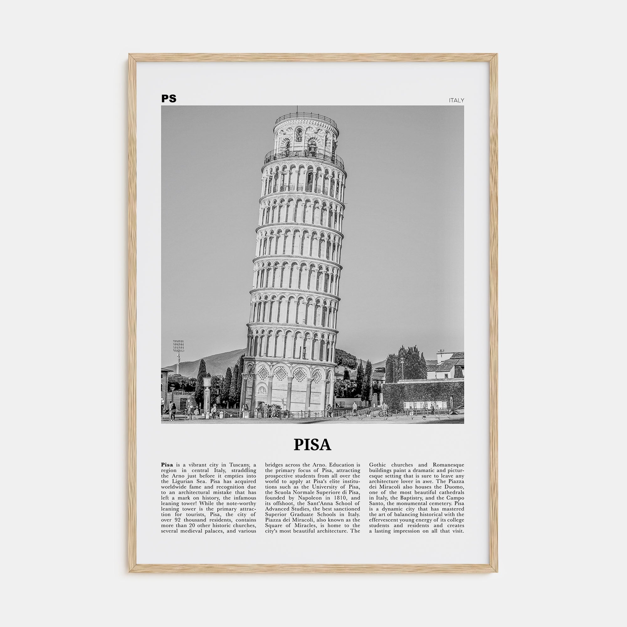 Pisa Travel B&W Poster
