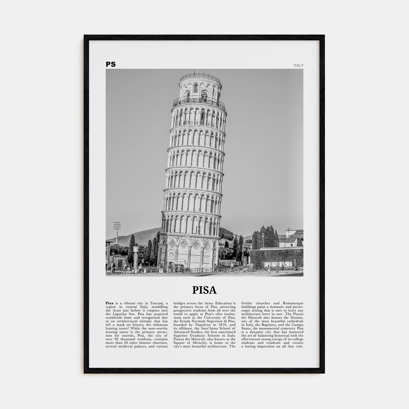 Pisa Travel B&W Poster