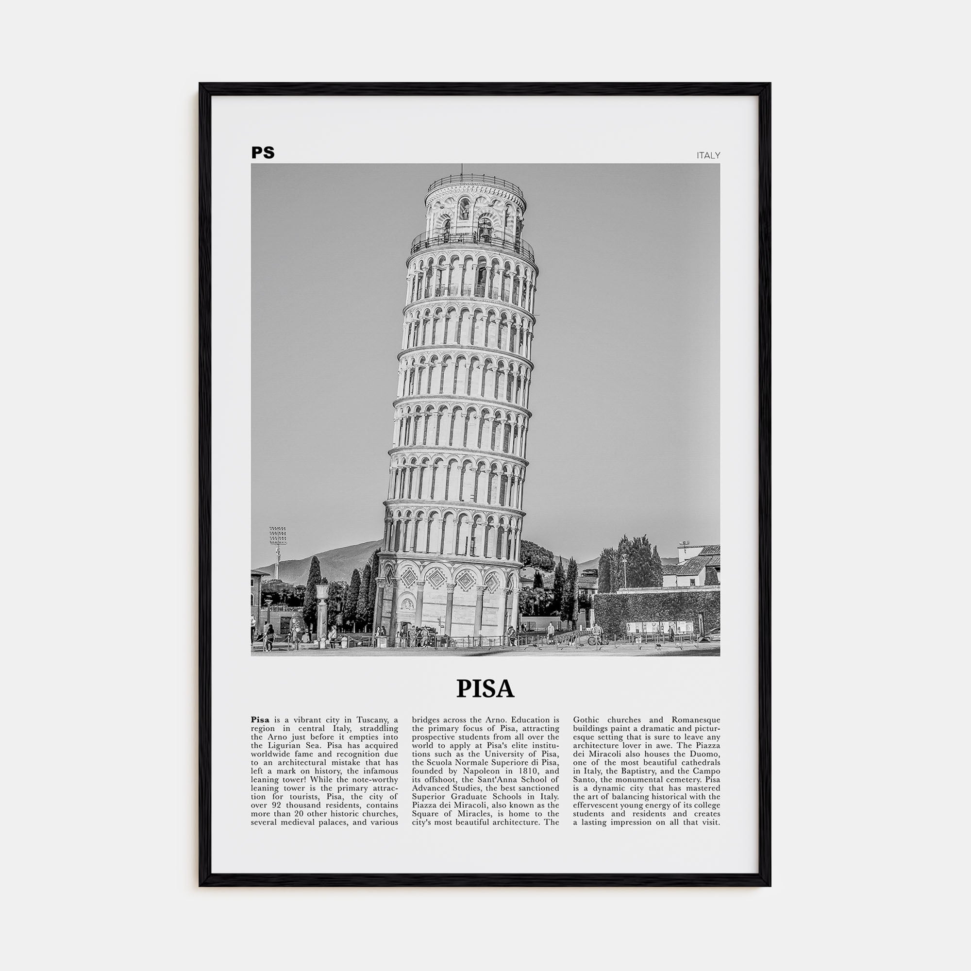 Pisa Travel B&W Poster
