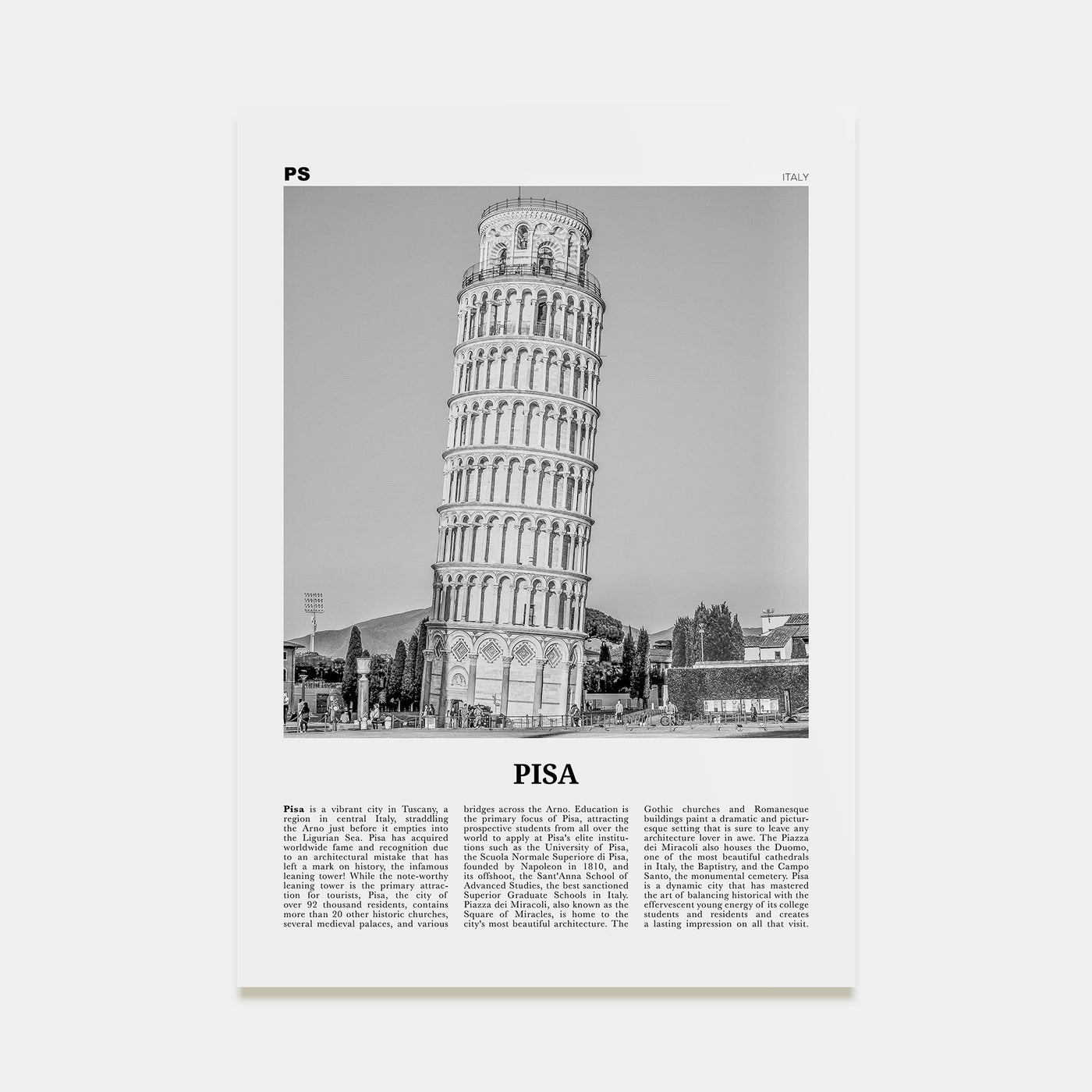 Pisa Travel B&W Poster