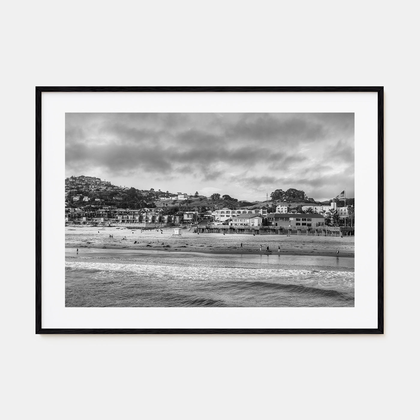 Pismo Beach Landscape B&W Poster