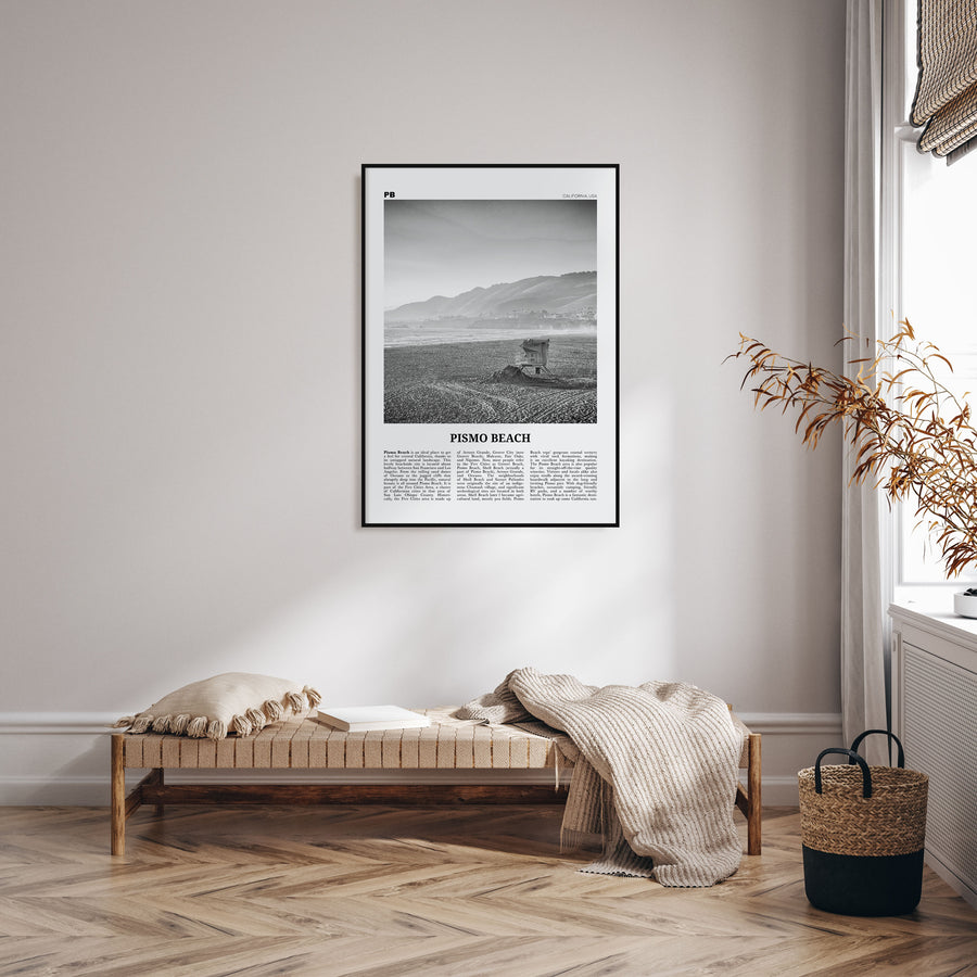 Pismo Beach Travel B&W Poster