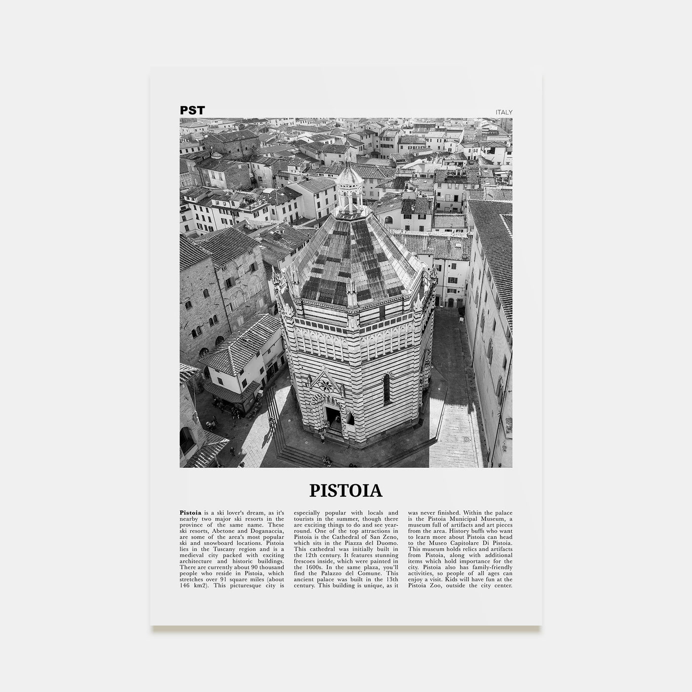 Pistoia Travel B&W Poster