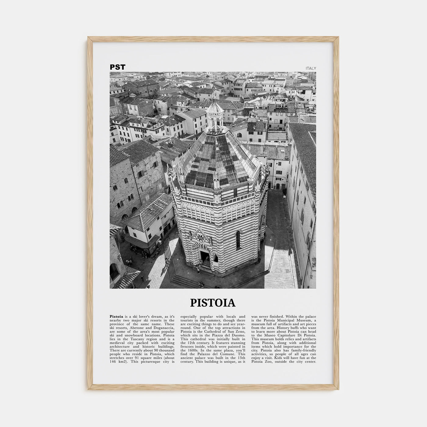 Pistoia Travel B&W Poster
