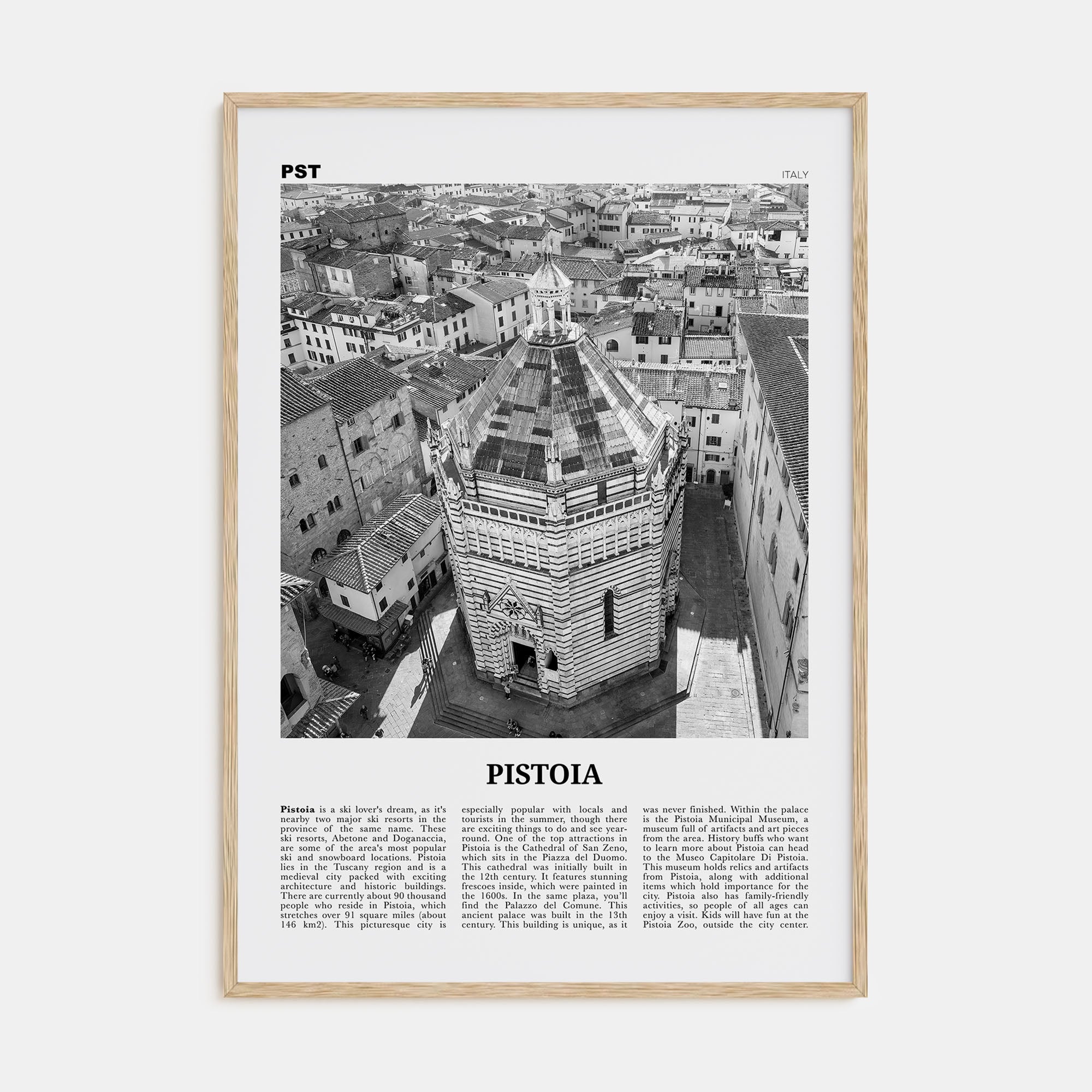Pistoia Travel B&W Poster