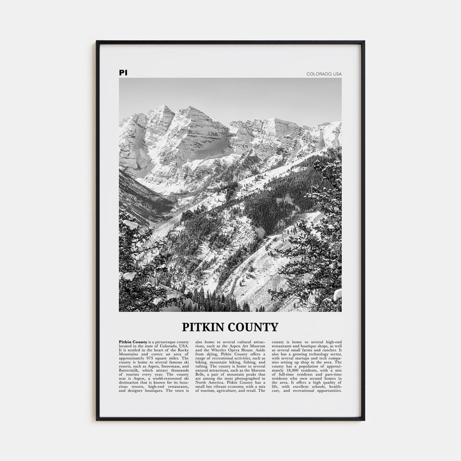 Pitkin County Travel B&W Poster