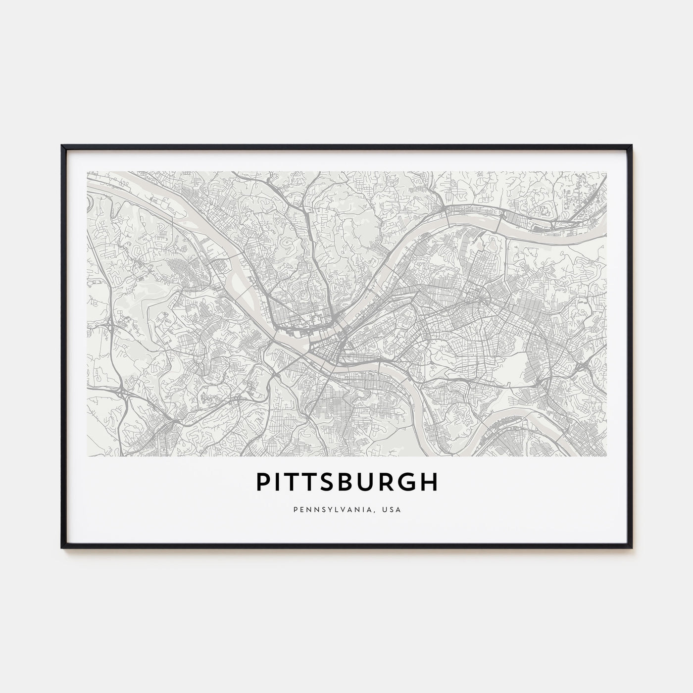 Pittsburgh Map Landscape Poster