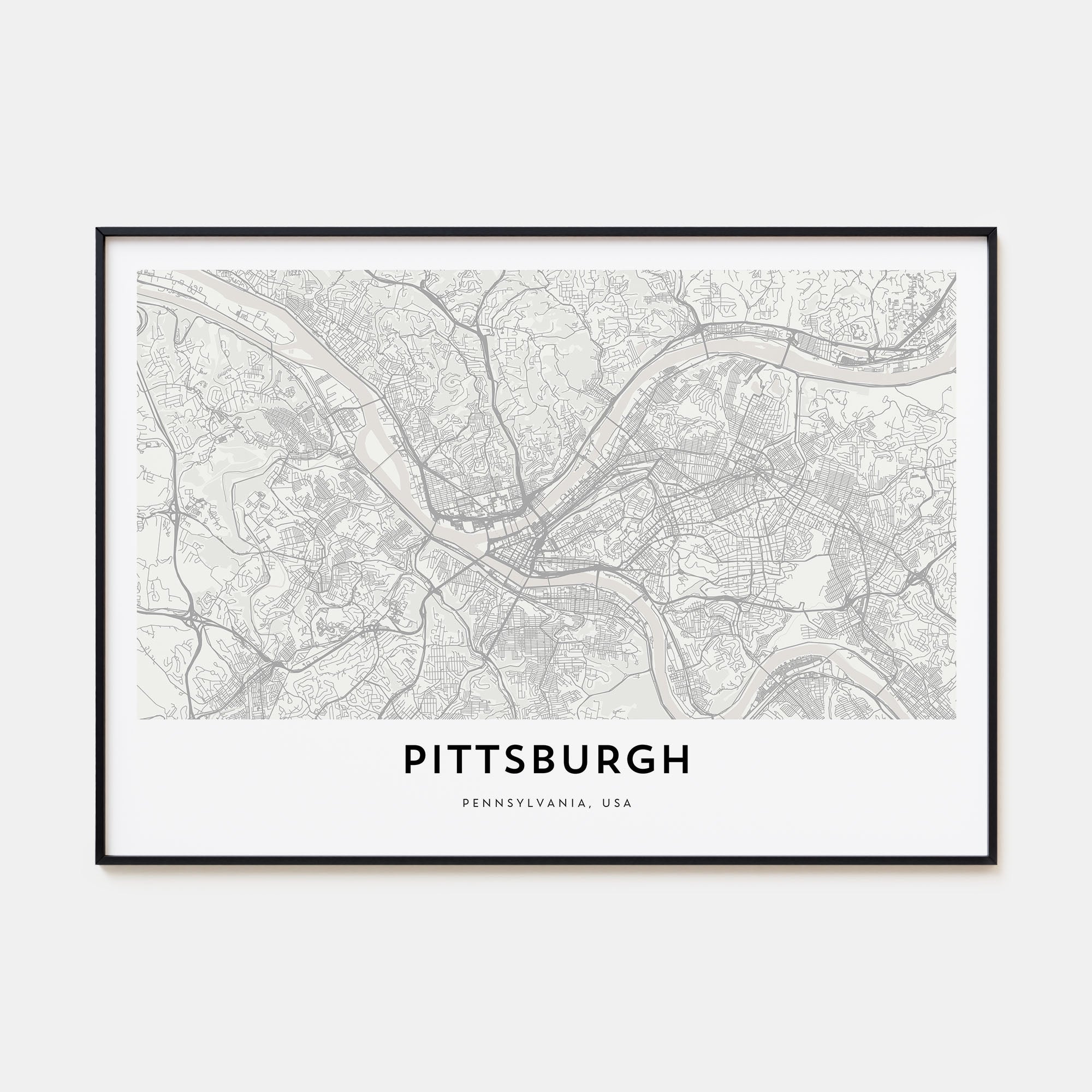 Pittsburgh Map Landscape Poster