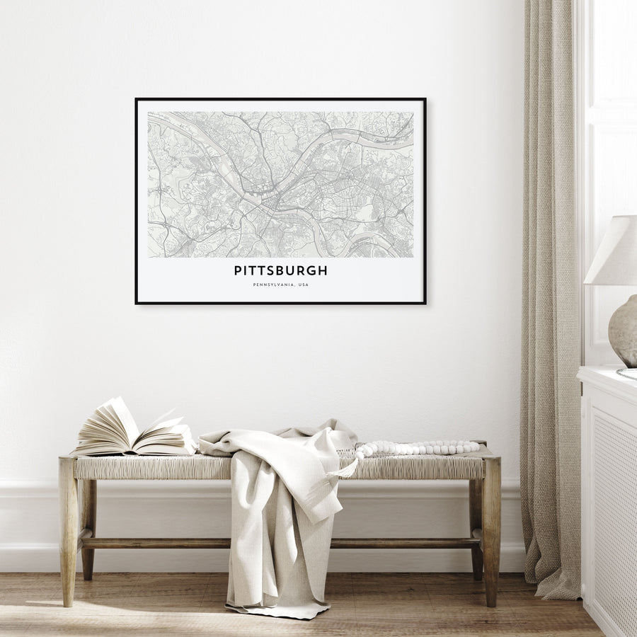 Pittsburgh Map Landscape Poster