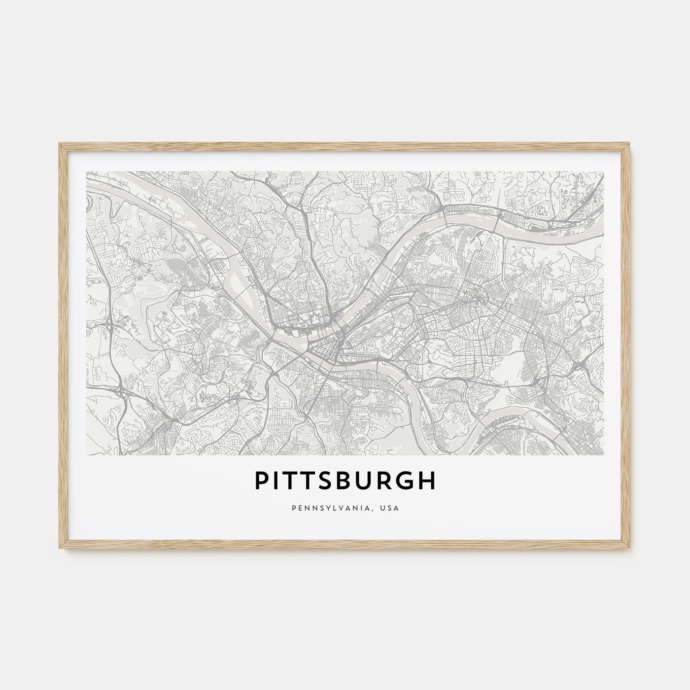 Pittsburgh Map Landscape Poster