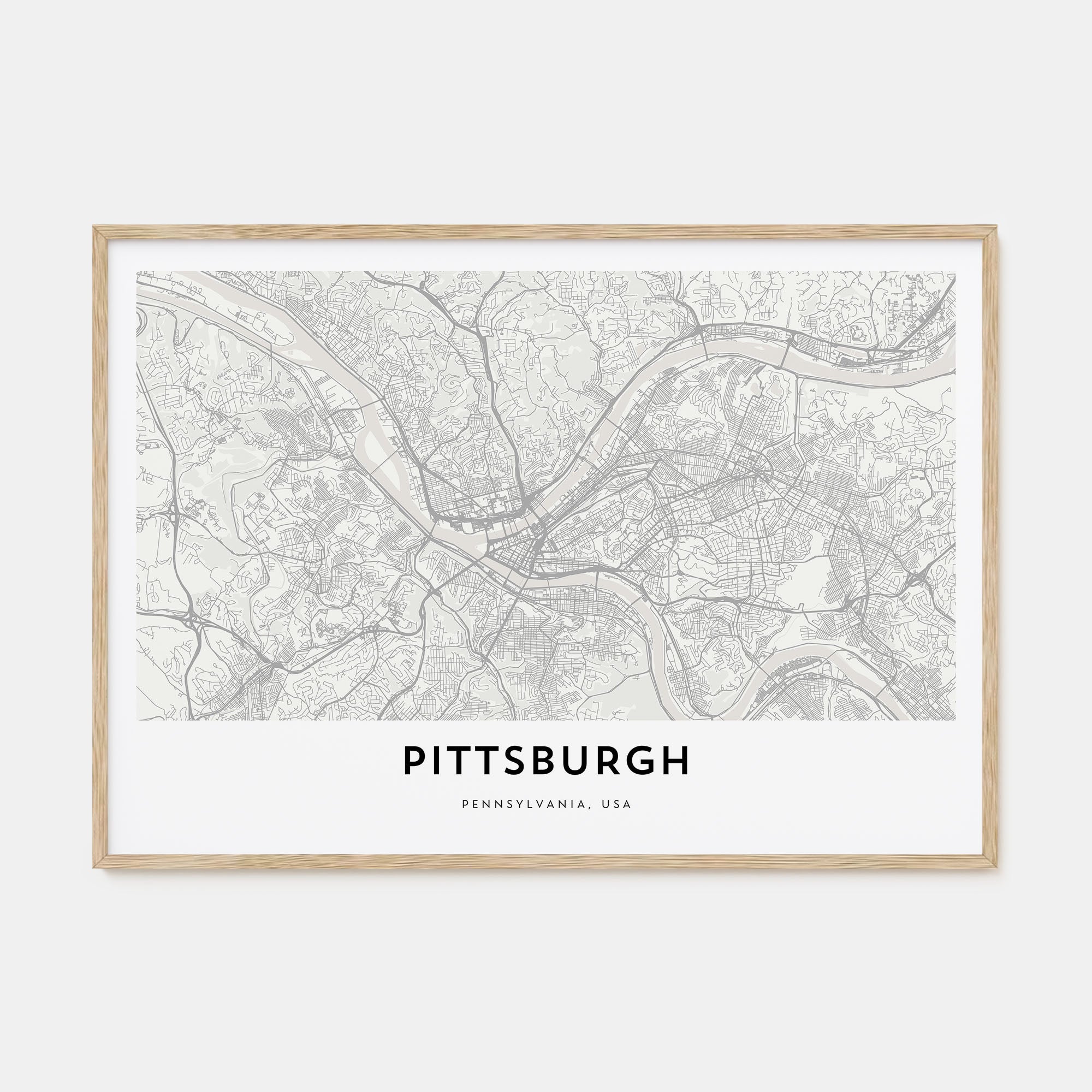 Pittsburgh Map Landscape Poster